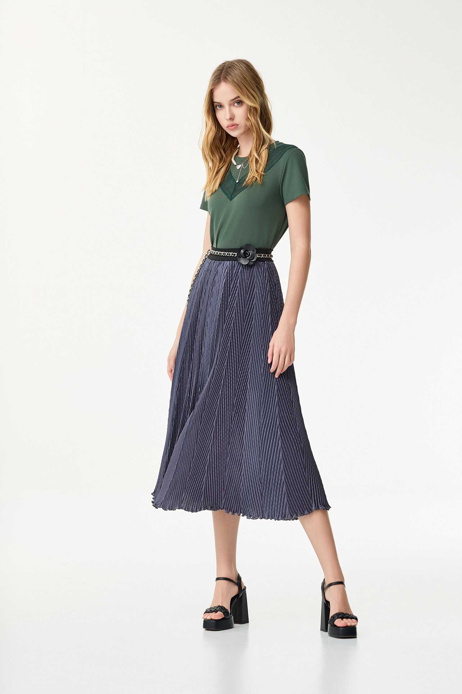 Dark Grey Accordion Maxi SkirtDark Grey Accordion Maxi Skirt,Season (SS) Look,Valentine,Urban Fashion,Midi skirts