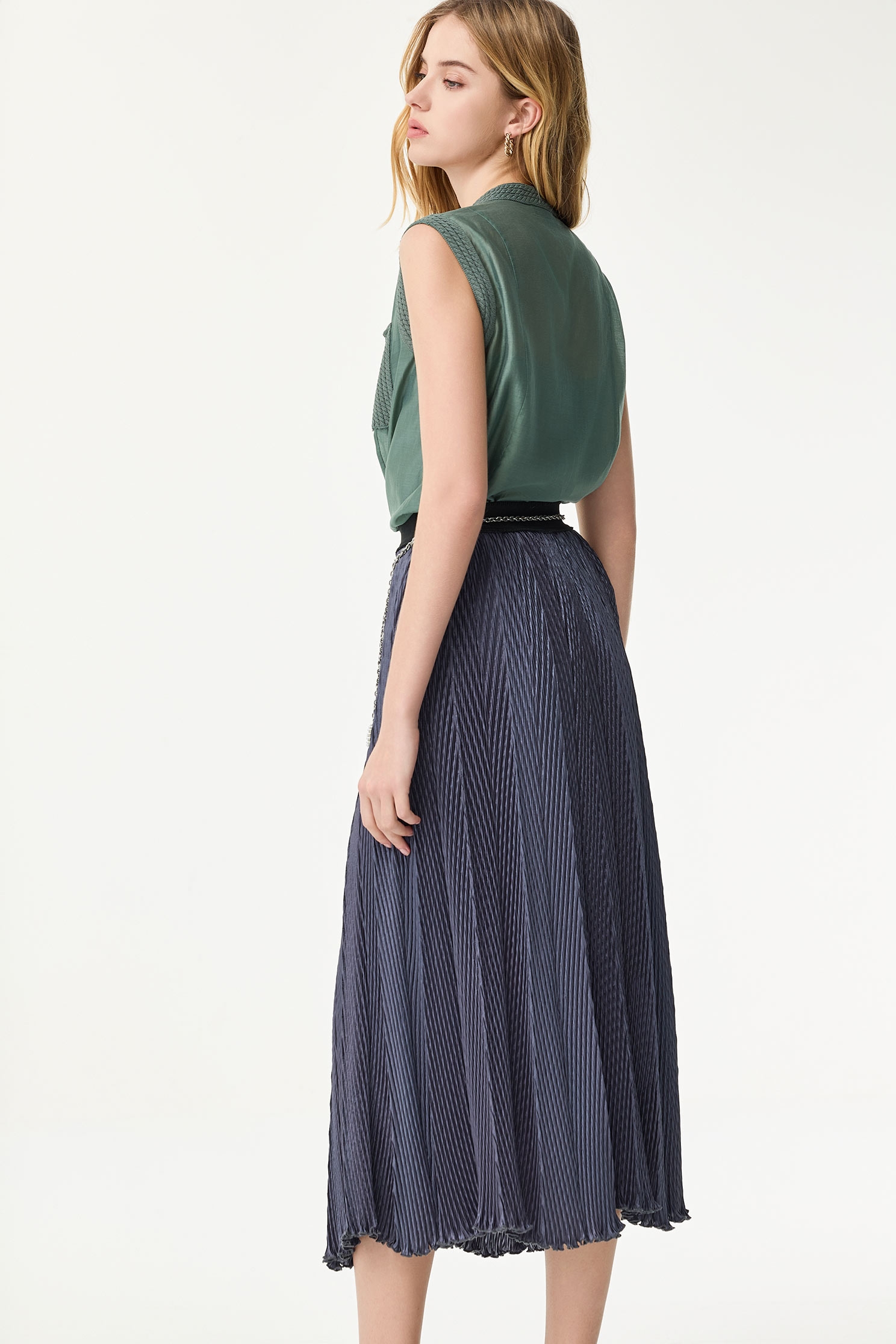 Dark Grey Accordion Maxi SkirtDark Grey Accordion Maxi Skirt,Season (SS) Look,Valentine,Urban Fashion,Midi skirts