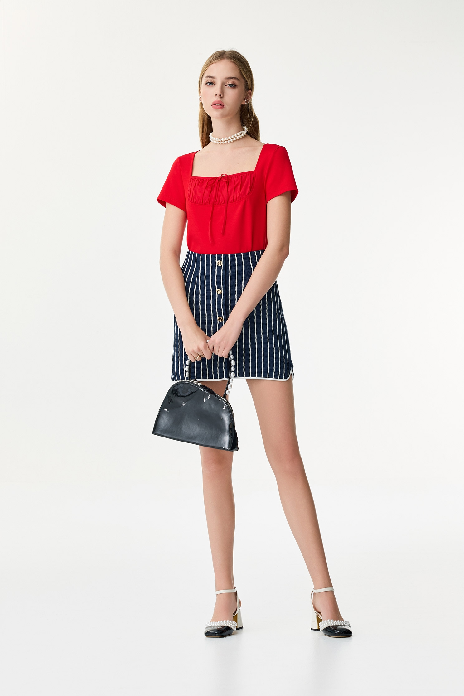 Pinstripe Navy SkirtPinstripe Navy Skirt,Office Looks,Season (SS) Look,co-ord sets,Stripe,Mini skirts