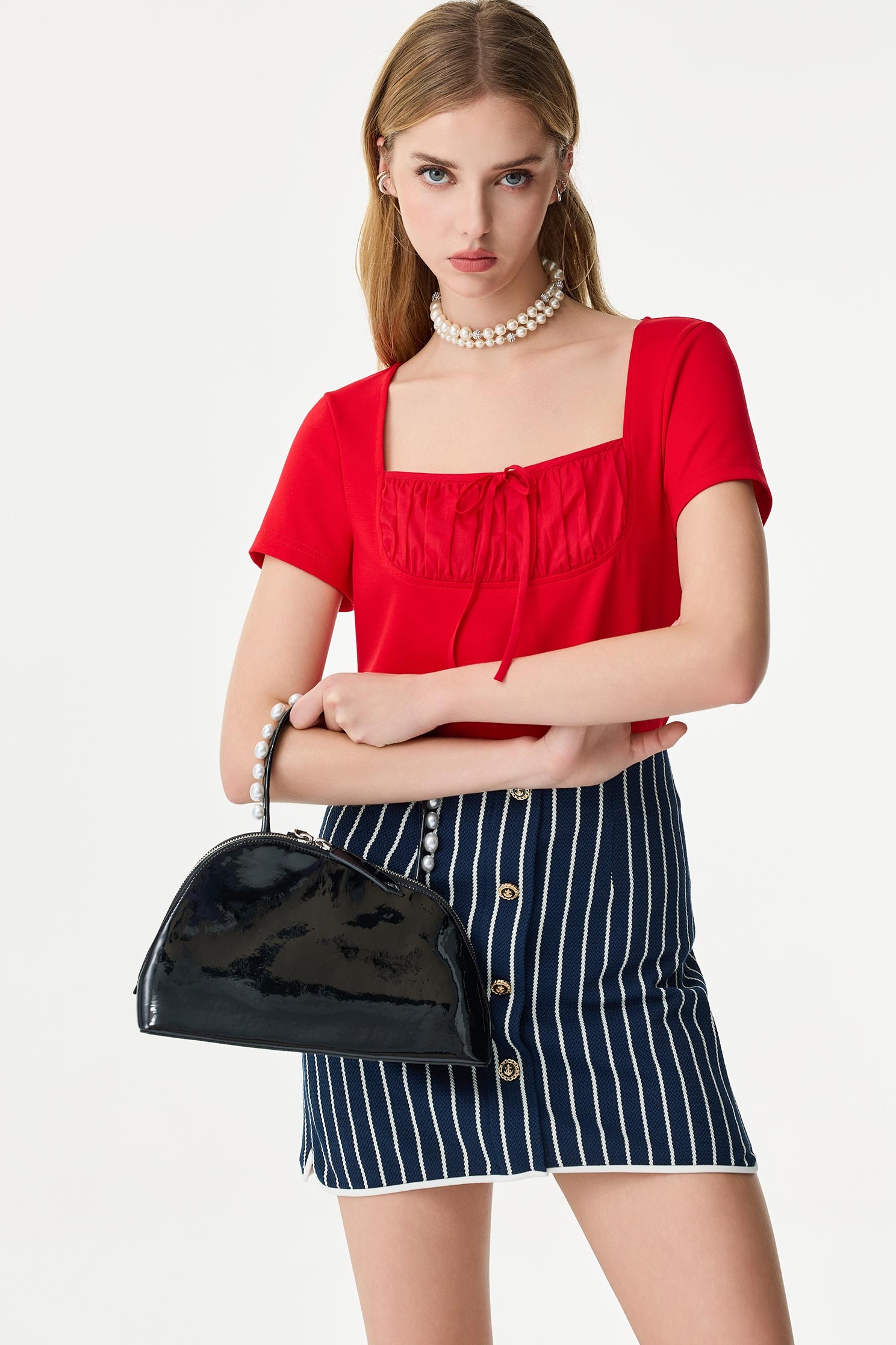 Pinstripe Navy SkirtPinstripe Navy Skirt,Office Looks,Season (SS) Look,co-ord sets,Stripe,Mini skirts