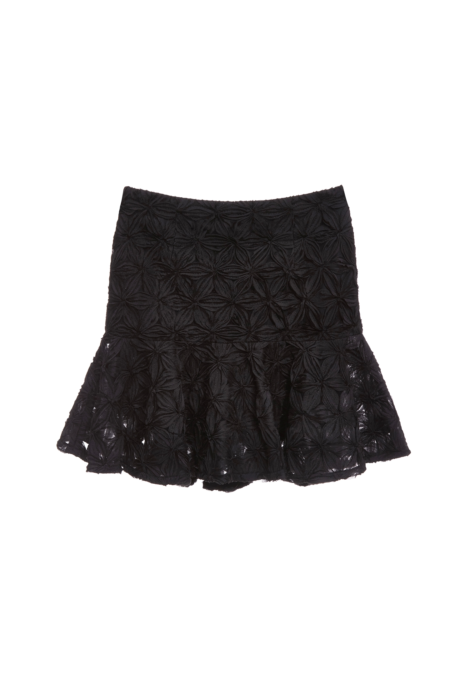 3-D Floral Fishtail Skirt3-D Floral Fishtail Skirt,Season (SS) Look,Mini skirts,Black skirts