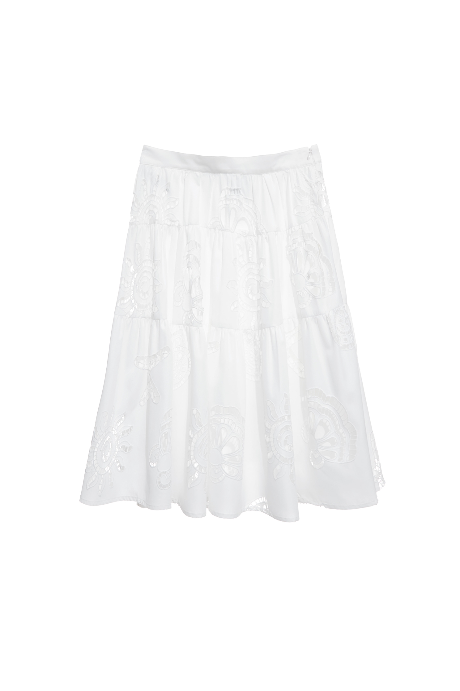 Hollow Out Embroidery Marine Motif Midi SkirtHollow Out Embroidery Motif Deil Midi Skirt,Embroidered,Season (SS) Look,White skirts,Midi skirts