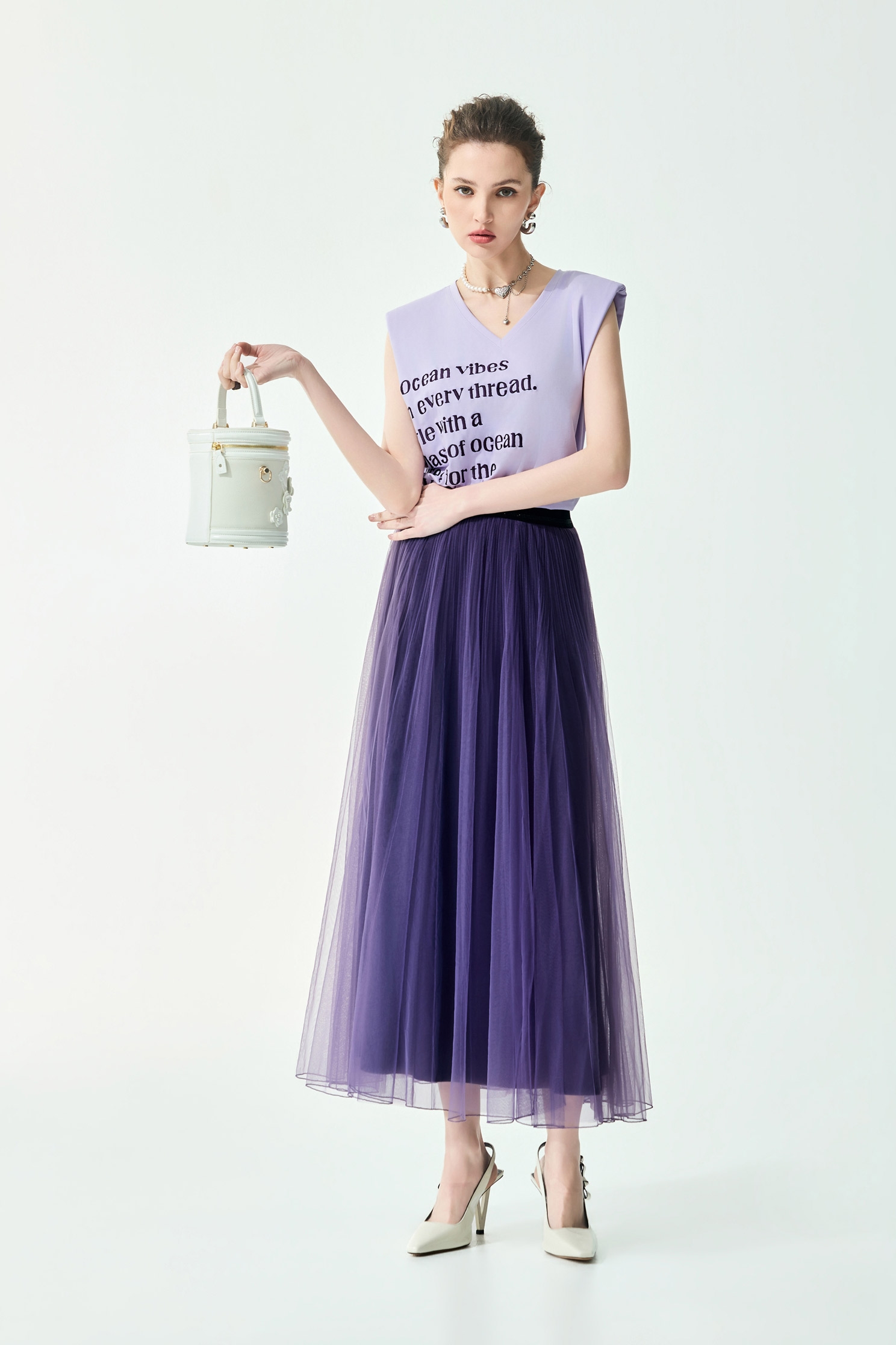 Solid Purple Mesh Maxi SkirtSolid Purple Mesh Maxi Skirt,Season (SS) Look,Mesh fabric,Midi skirts