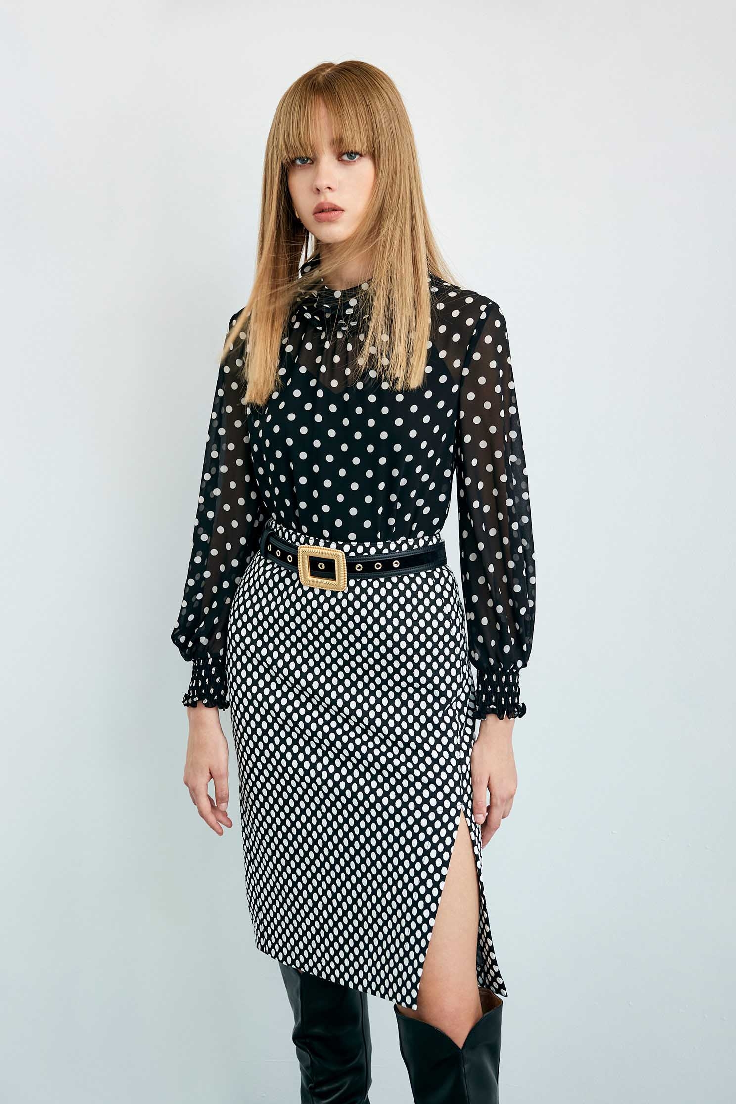 White Polka Dot Pencil SkirtWhite Polka Dot Pencil Skirt,Pencil skirts