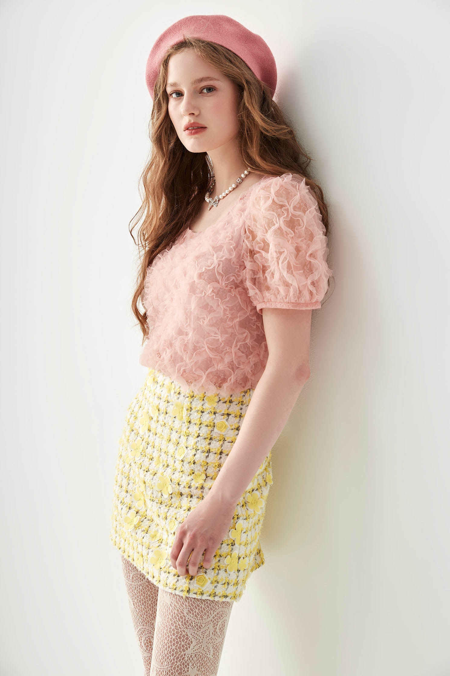 A-line Tweed Skirt With Floral DetailA-line Tweed Skirt With Floral Detail,A-Line skirts,Mini skirts,Shorts,Season (AW) Look