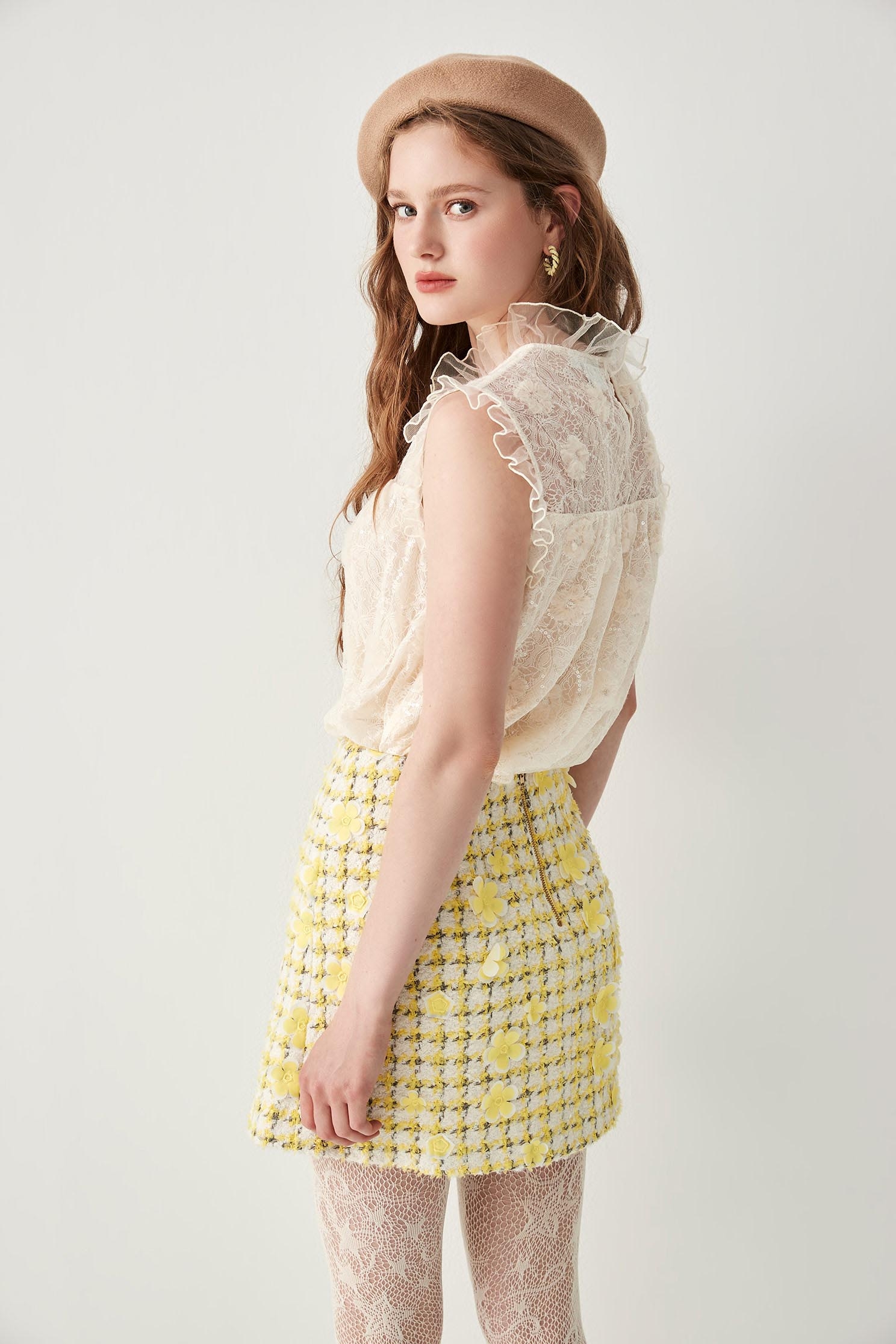 A-line Tweed Skirt With Floral DetailA-line Tweed Skirt With Floral Detail,A-Line skirts,Mini skirts,Shorts,Season (AW) Look