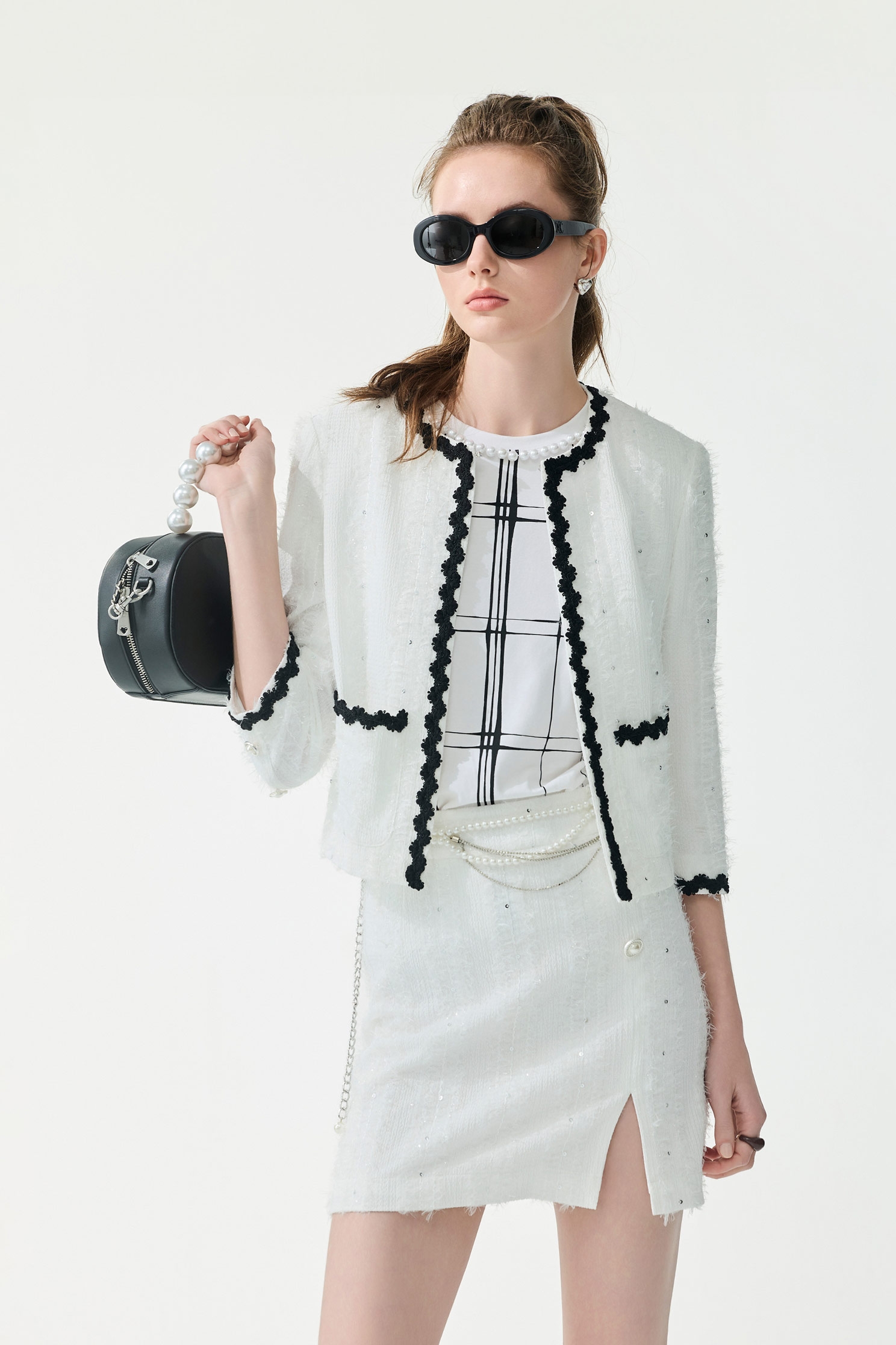 Fringe Trim Detail Short SkirtFringe Trim Detail Short Skirt,Season (SS) Look,pearl,White skirts,Mini skirts
