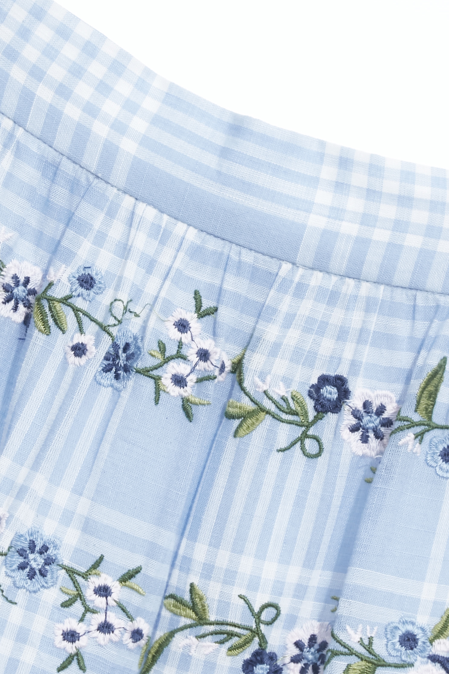 Floral Embroidery Checkered SkirtFloral Embroidery Checkered Skirt,Embroidered,Season (SS) Look,Plaid,Embroidered,Midi skirts