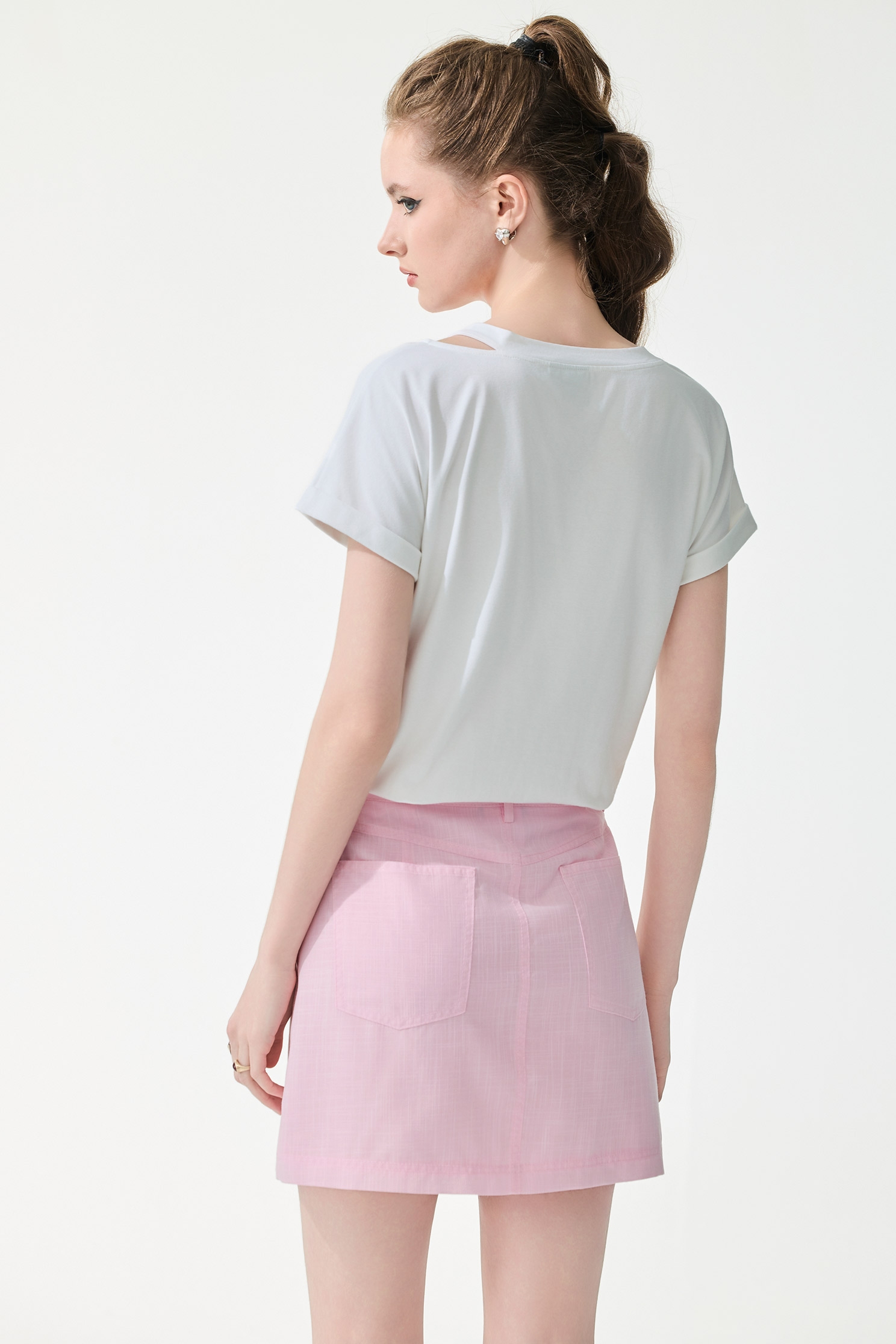 Minimalist Pink Mini Skirt,Season (SS) Look,Mini skirts