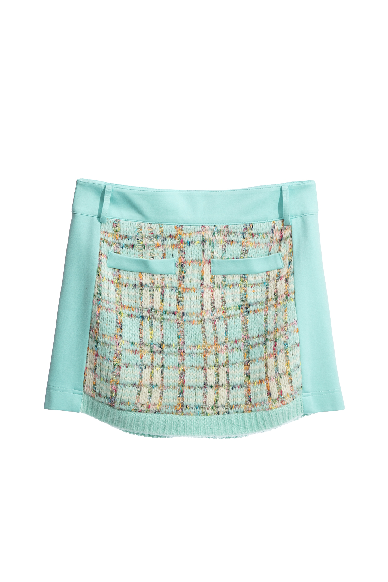 Patchwork Tweed Knit SkirtPatchwork Tweed Knit Skirt,Plaid,Mini skirts,Season (AW) Look,Knitted