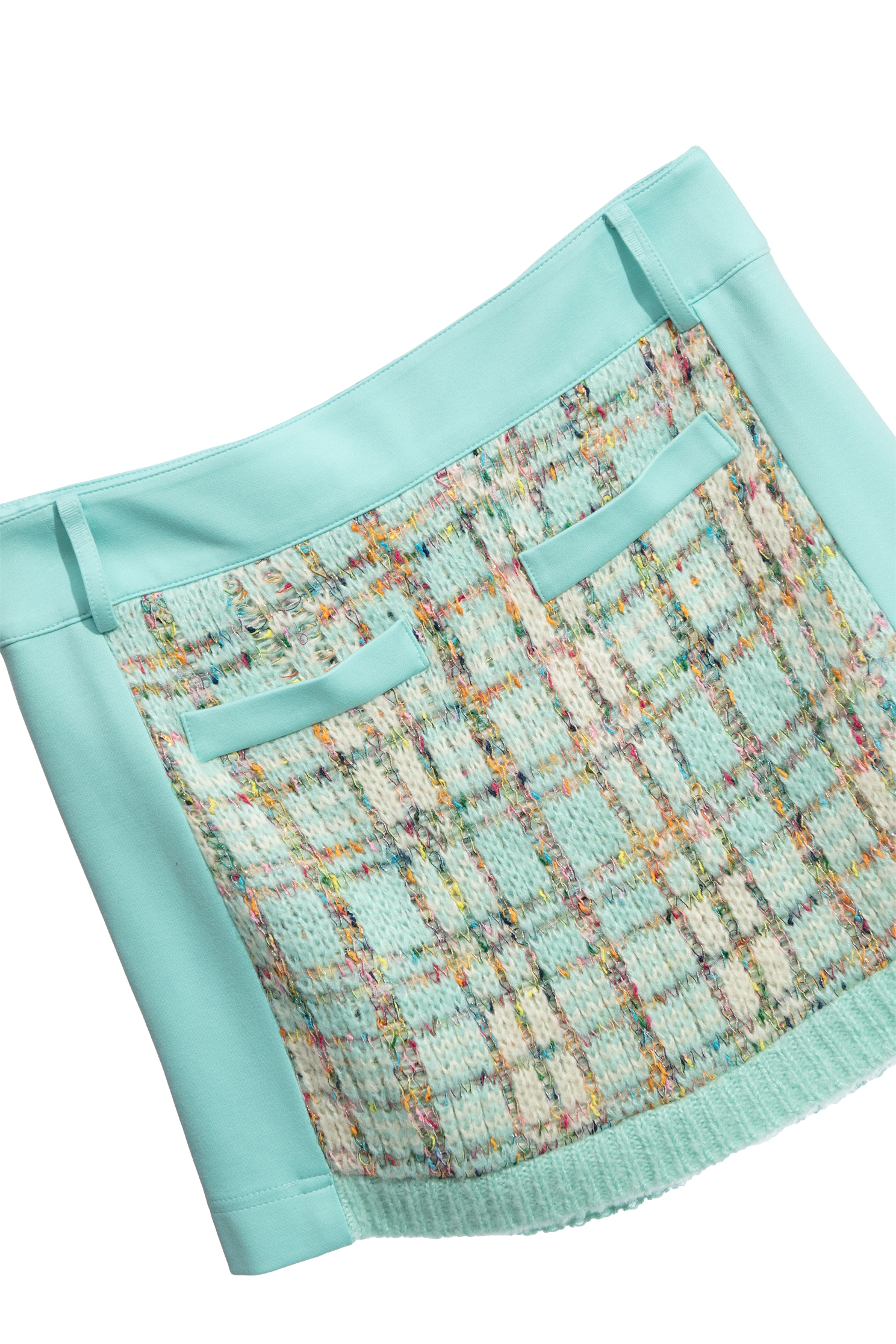 Patchwork Tweed Knit SkirtPatchwork Tweed Knit Skirt,Plaid,Mini skirts,Season (AW) Look,Knitted