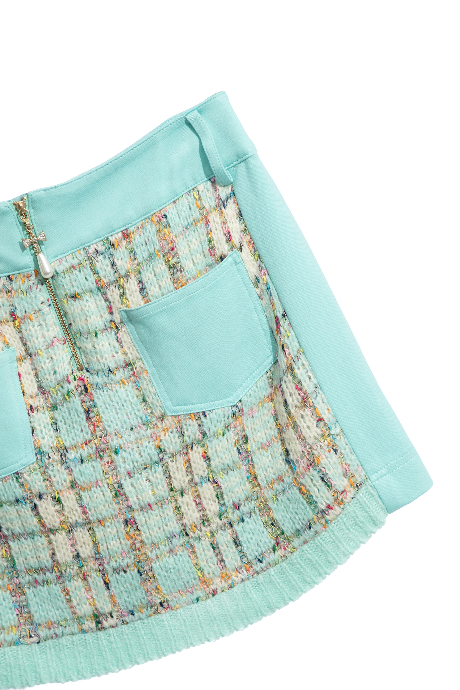 Patchwork Tweed Knit SkirtPatchwork Tweed Knit Skirt,Plaid,Mini skirts,Season (AW) Look,Knitted