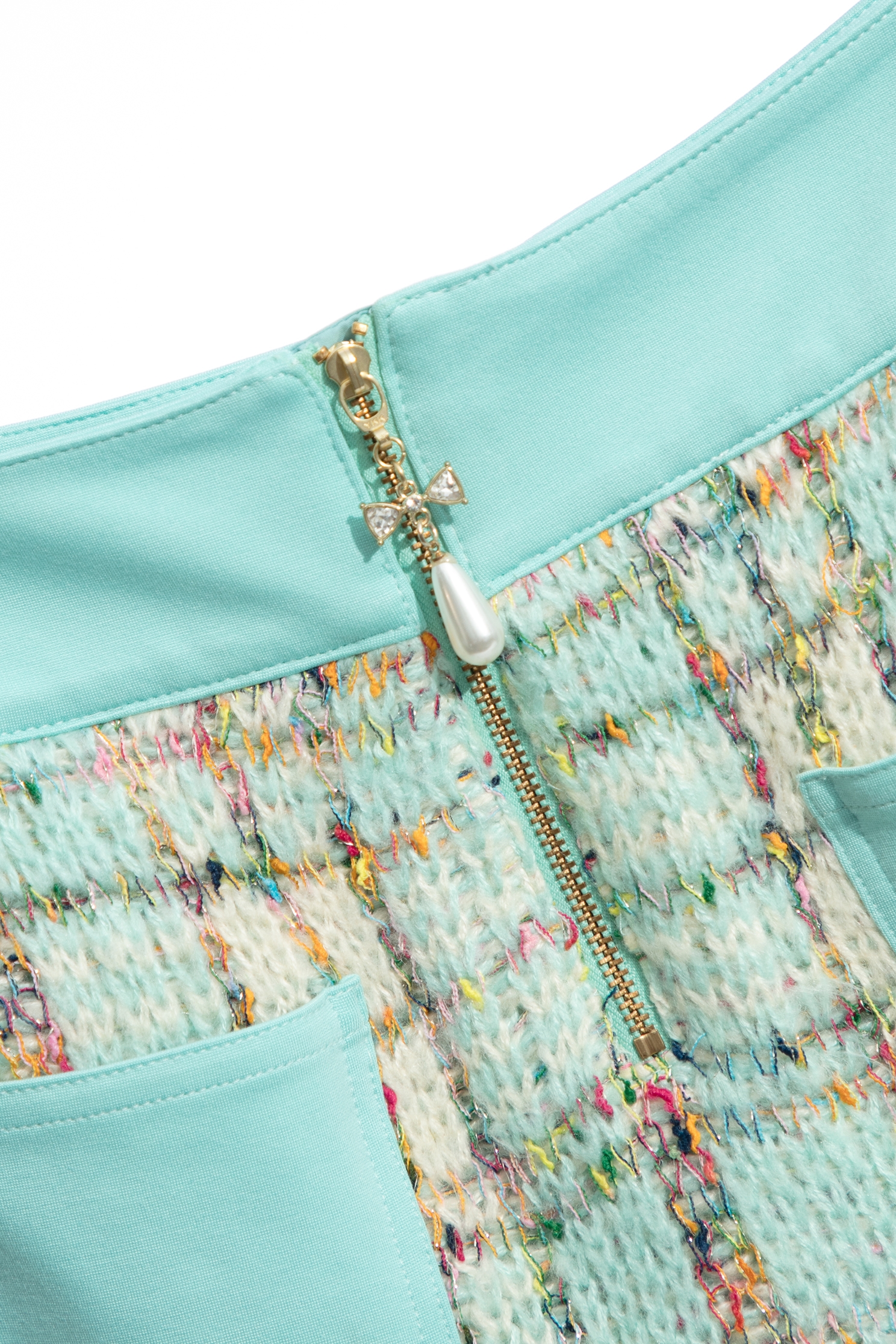 Patchwork Tweed Knit SkirtPatchwork Tweed Knit Skirt,Plaid,Mini skirts,Season (AW) Look,Knitted