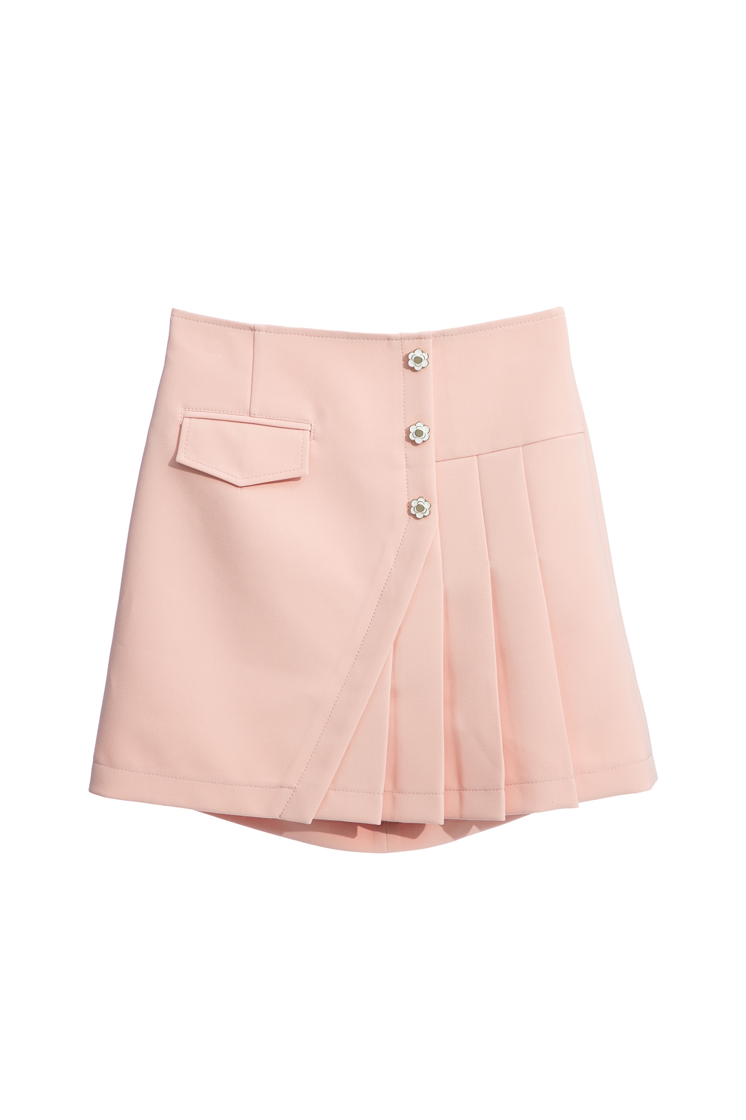 Pink Asymmetric Pleated SkirtPink Asymmetric Pleated Skirt,Mini skirts,Season (AW) Look