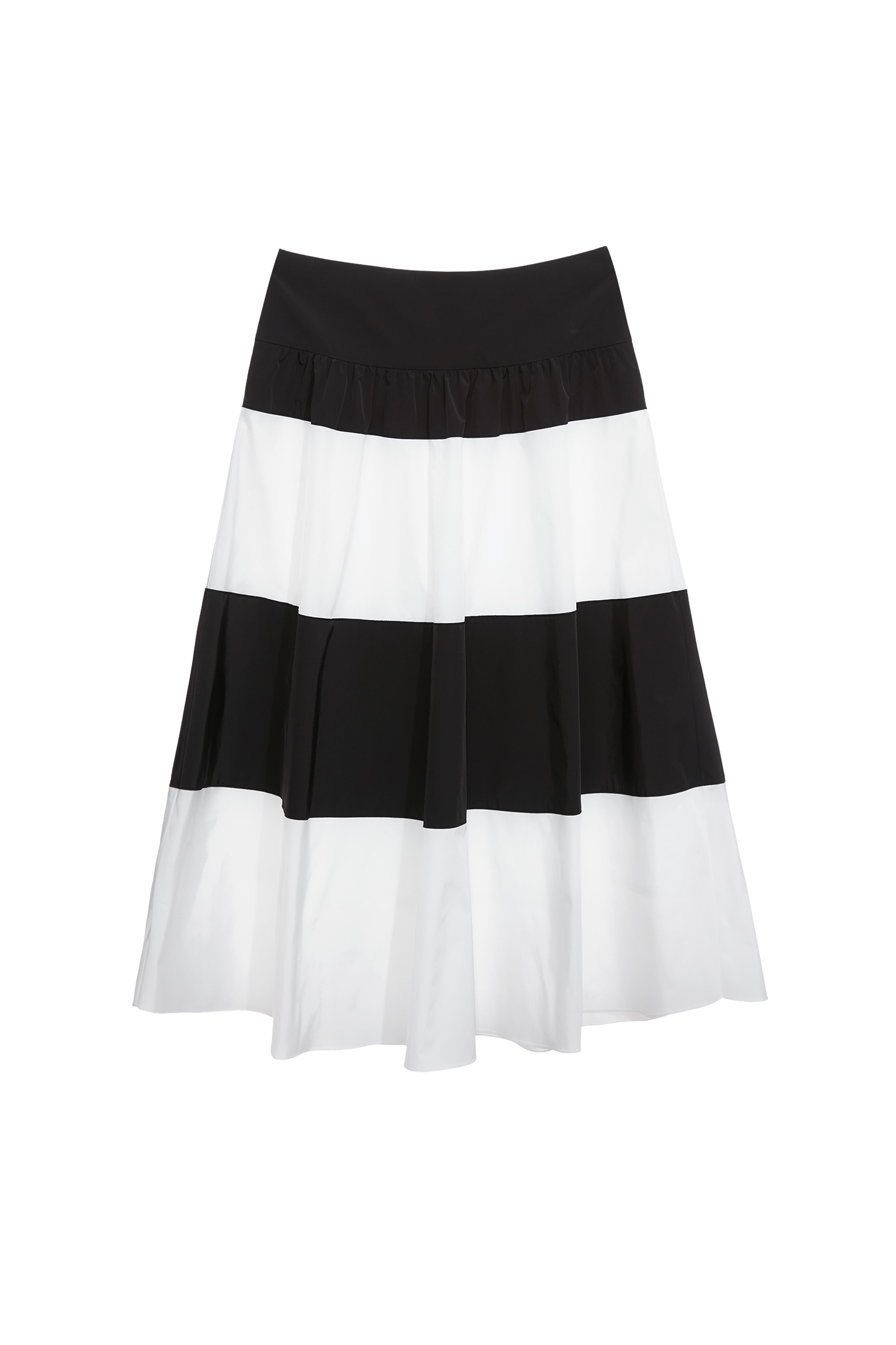 Black White Contrast Taffeta SkirtBlack White Contrast Taffeta Skirt,Season (SS) Look,White skirts,Back To Classic,Midi skirts,Back To B/W