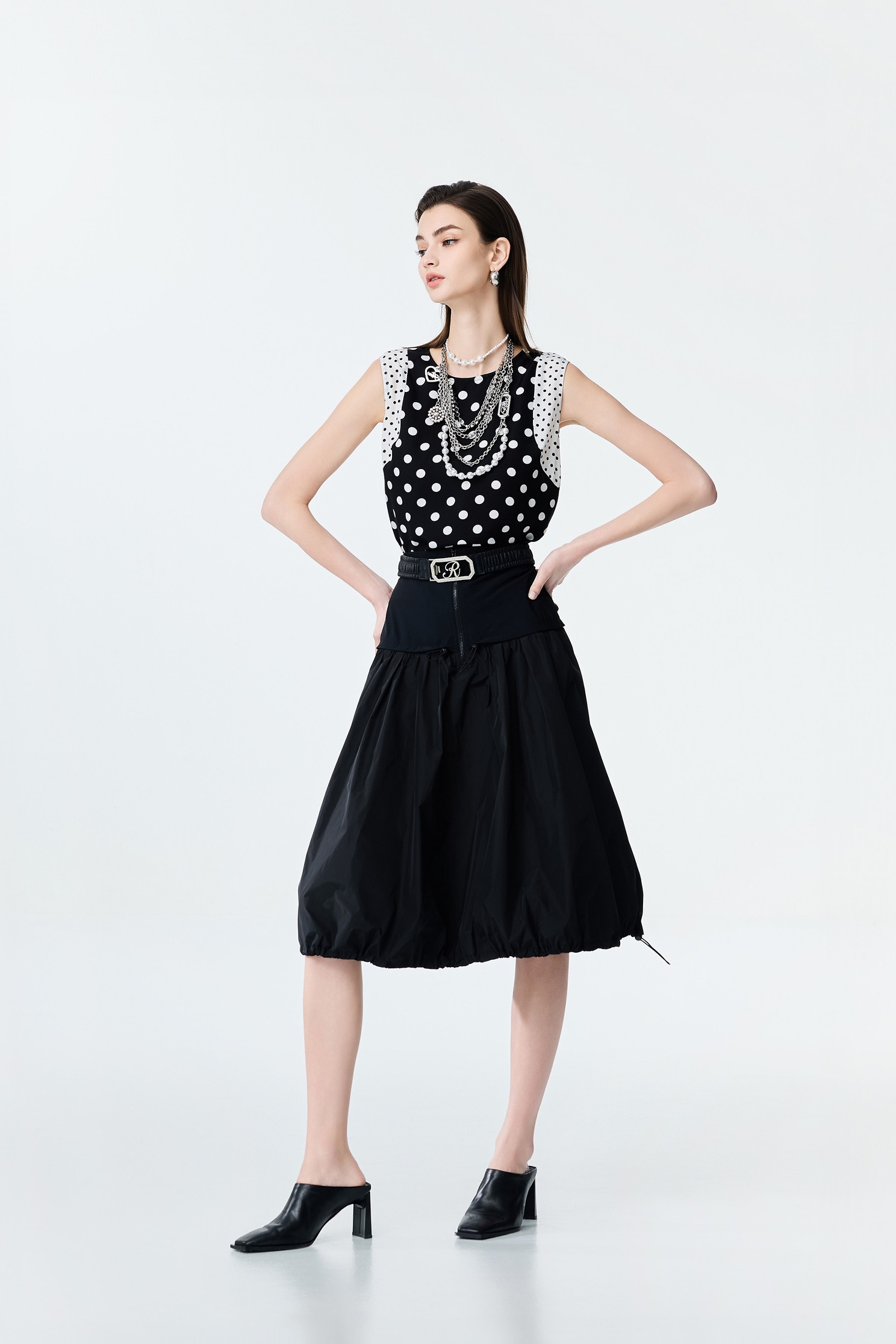 Wide Yoke Drawstring Detail SkirtWide Yoke Drawstring Detail Skirt,A-Line skirts,Office Looks,Trench coats