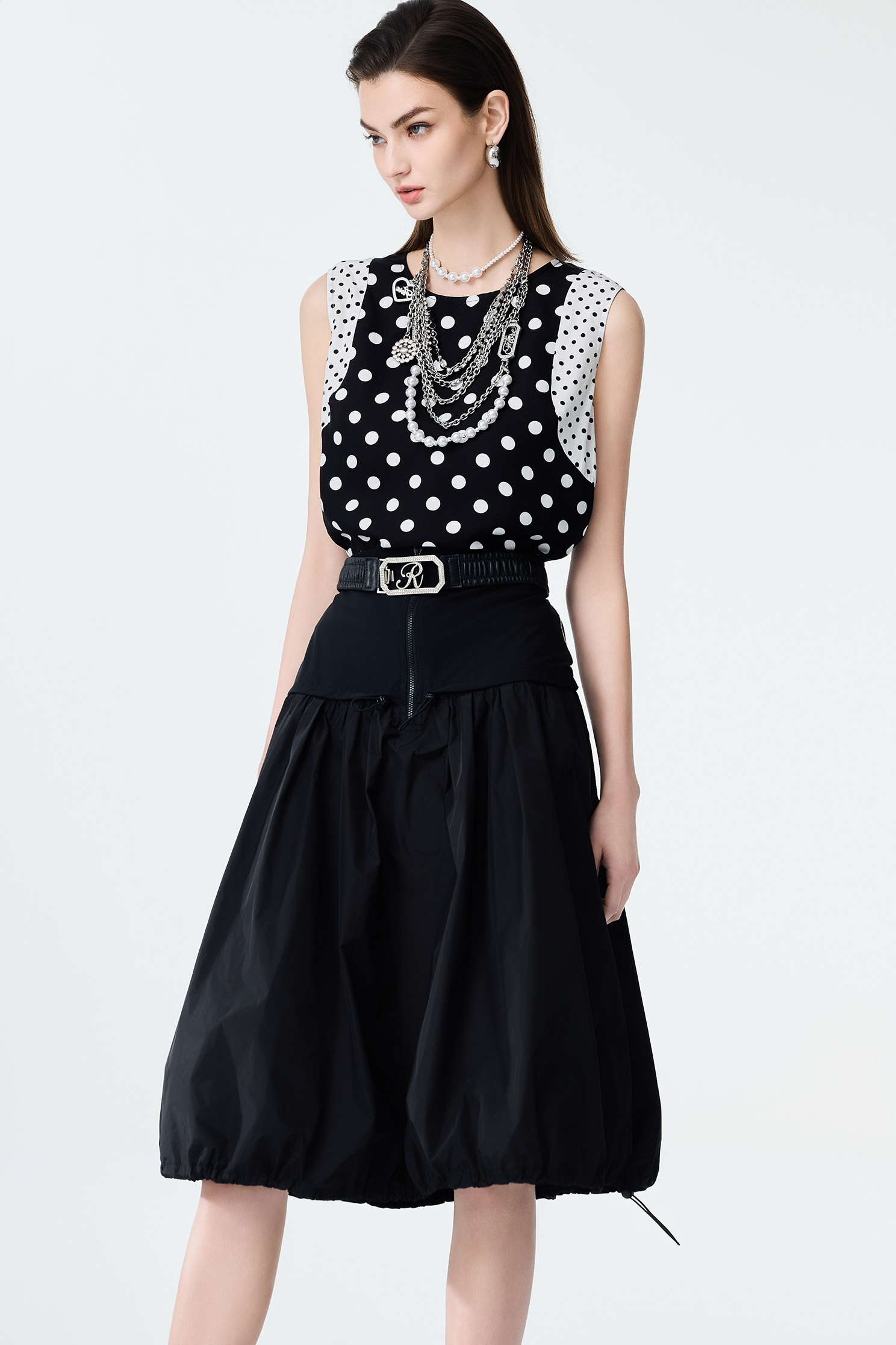 Wide Yoke Drawstring Detail SkirtWide Yoke Drawstring Detail Skirt,A-Line skirts,Office Looks,Trench coats