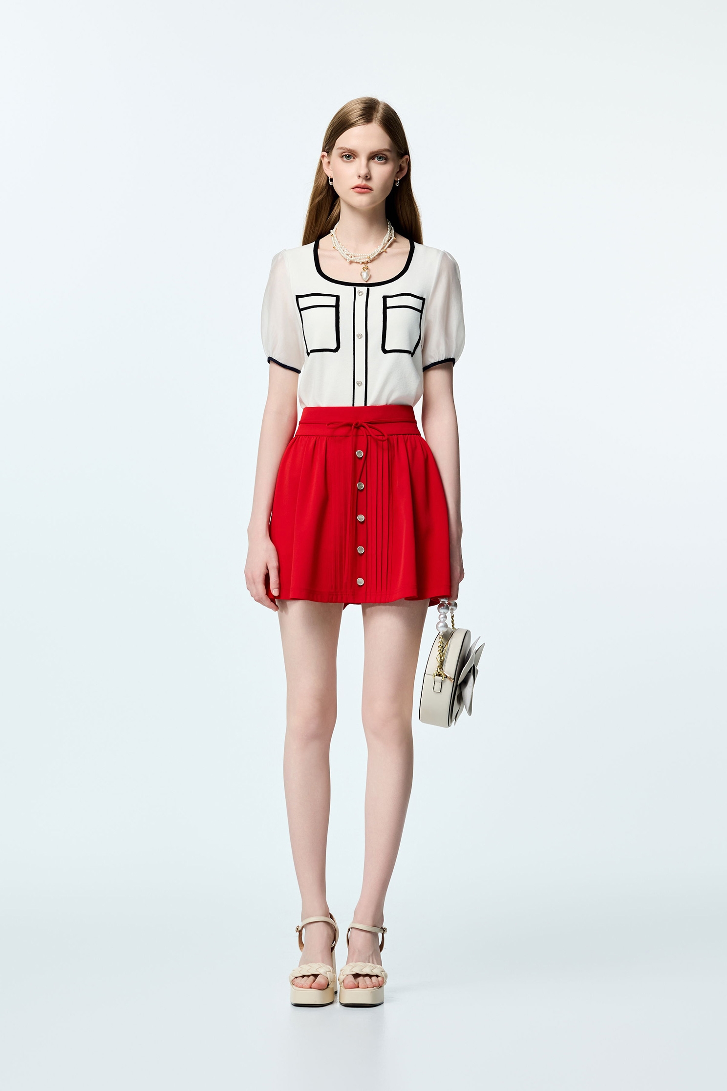 Chilli Red Mini SkirtChilli Red Mini Skirt,Season (SS) Look,Mini skirts,bows,Urban Fashion