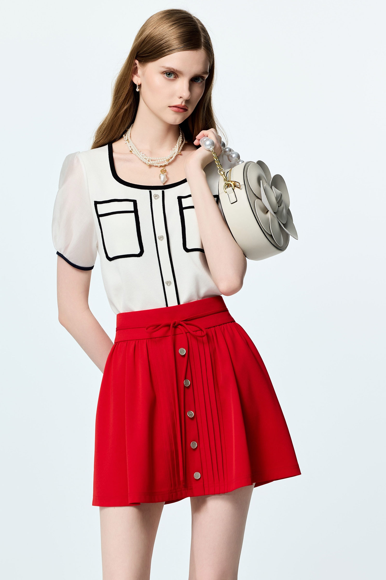 Chilli Red Mini SkirtChilli Red Mini Skirt,Season (SS) Look,Mini skirts,bows,Urban Fashion