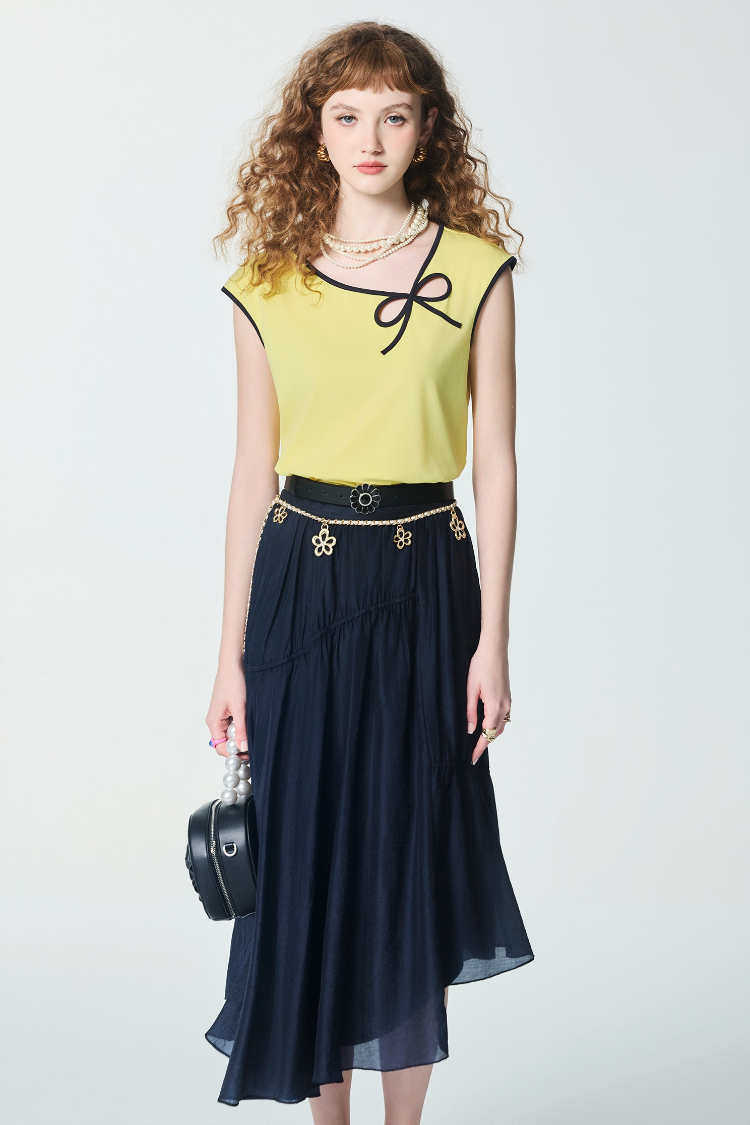 Asymmetric Navy SkirtAsymmetric Navy Skirt,Season (SS) Look,Midi skirts