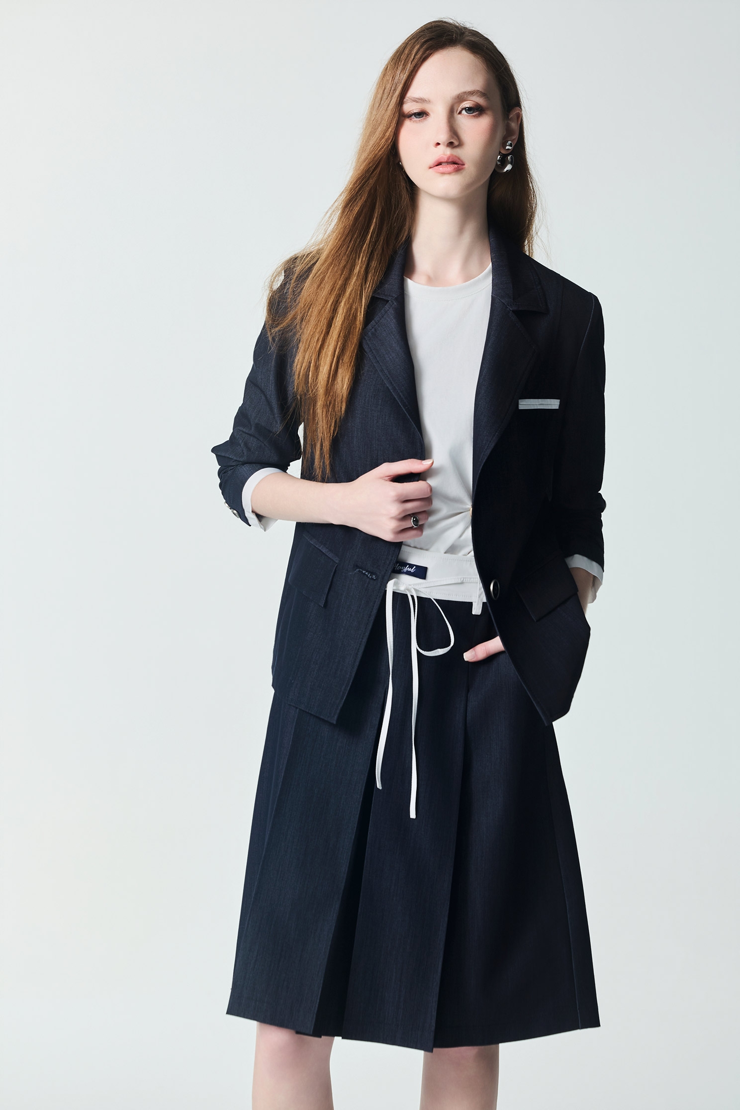 Box Pleat Navy SkirtBox Pleat Navy Skirt,Season (SS) Look,Mini skirts
