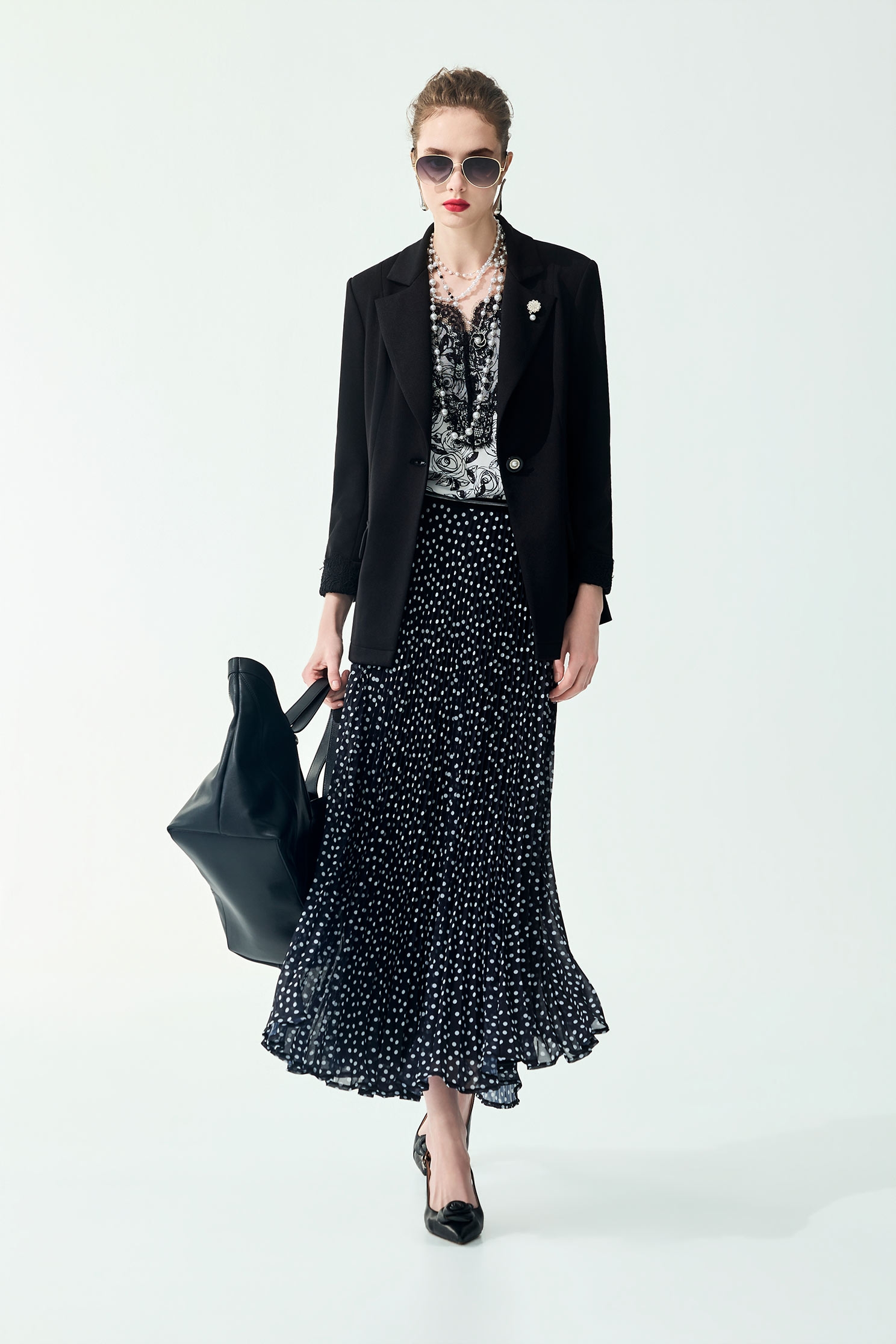 Polka Dot Print Palazzo PantsPolka Dot Print Palazzo Pants,Season (SS) Look,dotcollection,Chiffon,Chiffon skirts