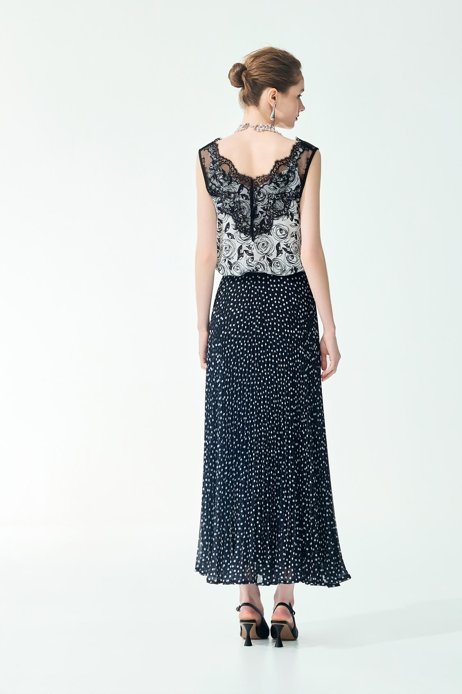 Polka Dot Print Palazzo PantsPolka Dot Print Palazzo Pants,Season (SS) Look,dotcollection,Chiffon,Chiffon skirts