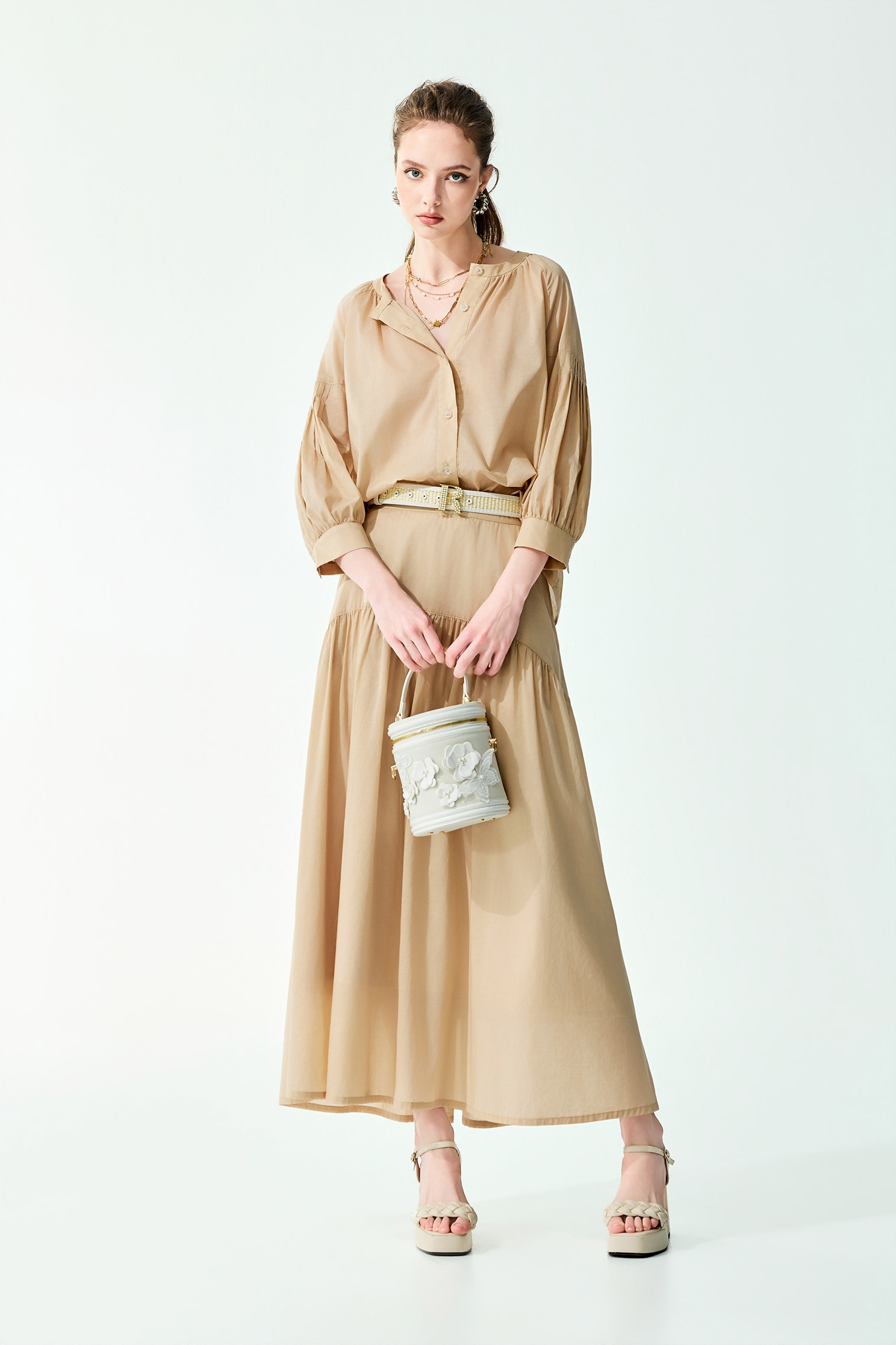 Casual Khaki Maxi SkirtCasual Khaki Maxi Skirt,Season (SS) Look,Midi skirts