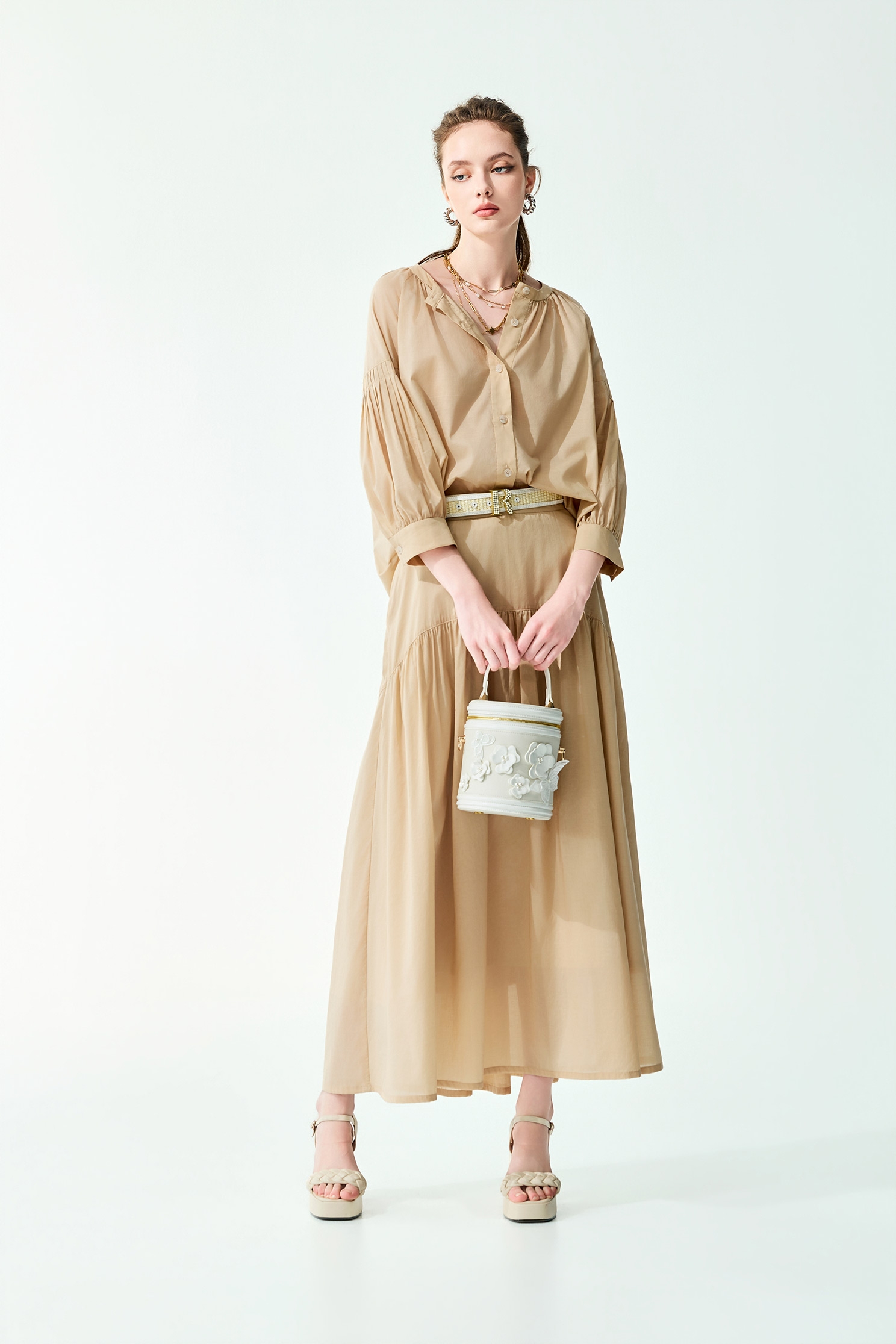 Casual Khaki Maxi SkirtCasual Khaki Maxi Skirt,Season (SS) Look,Midi skirts