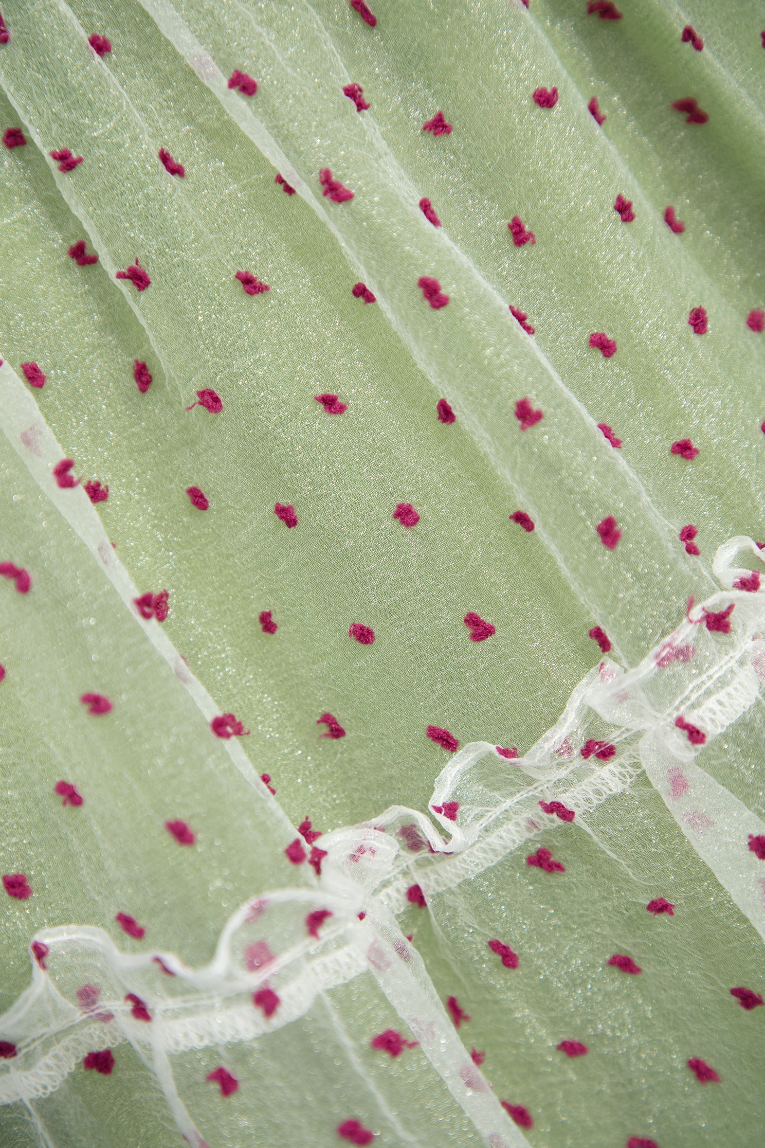 Red Dotted Mesh Tiered SkirtRed Dotted Mesh Tiered Skirt,Season (AW) Look,Layered skirts,Midi skirts