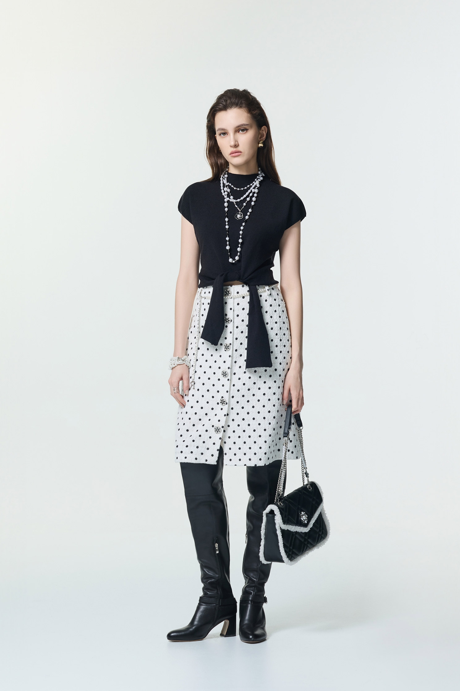 Retro Polka Dot A-line SkirtRetro Polka Dot A-line Skirt,A-Line skirts,pearl,Season (AW) Look