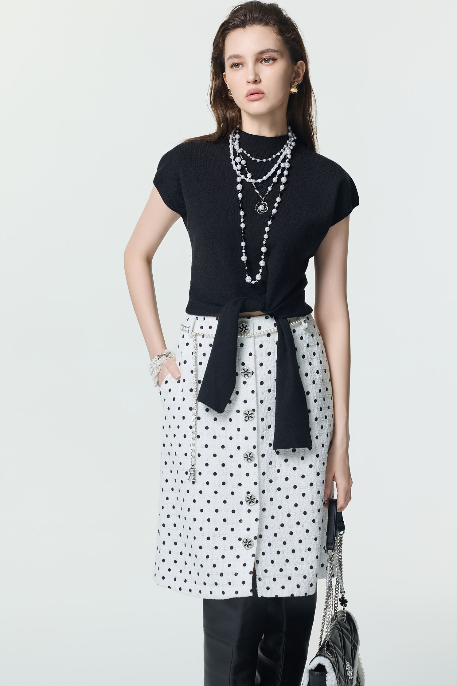 Retro Polka Dot A-line SkirtRetro Polka Dot A-line Skirt,A-Line skirts,pearl,Season (AW) Look
