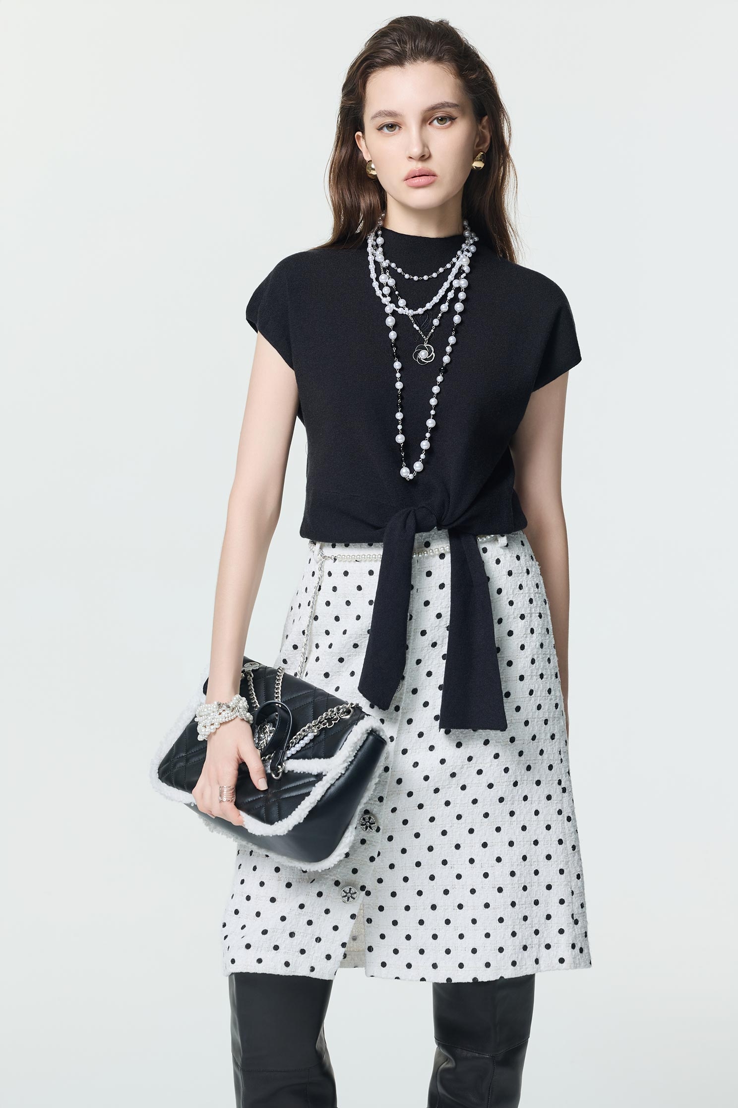 Retro Polka Dot A-line SkirtRetro Polka Dot A-line Skirt,A-Line skirts,pearl,Season (AW) Look