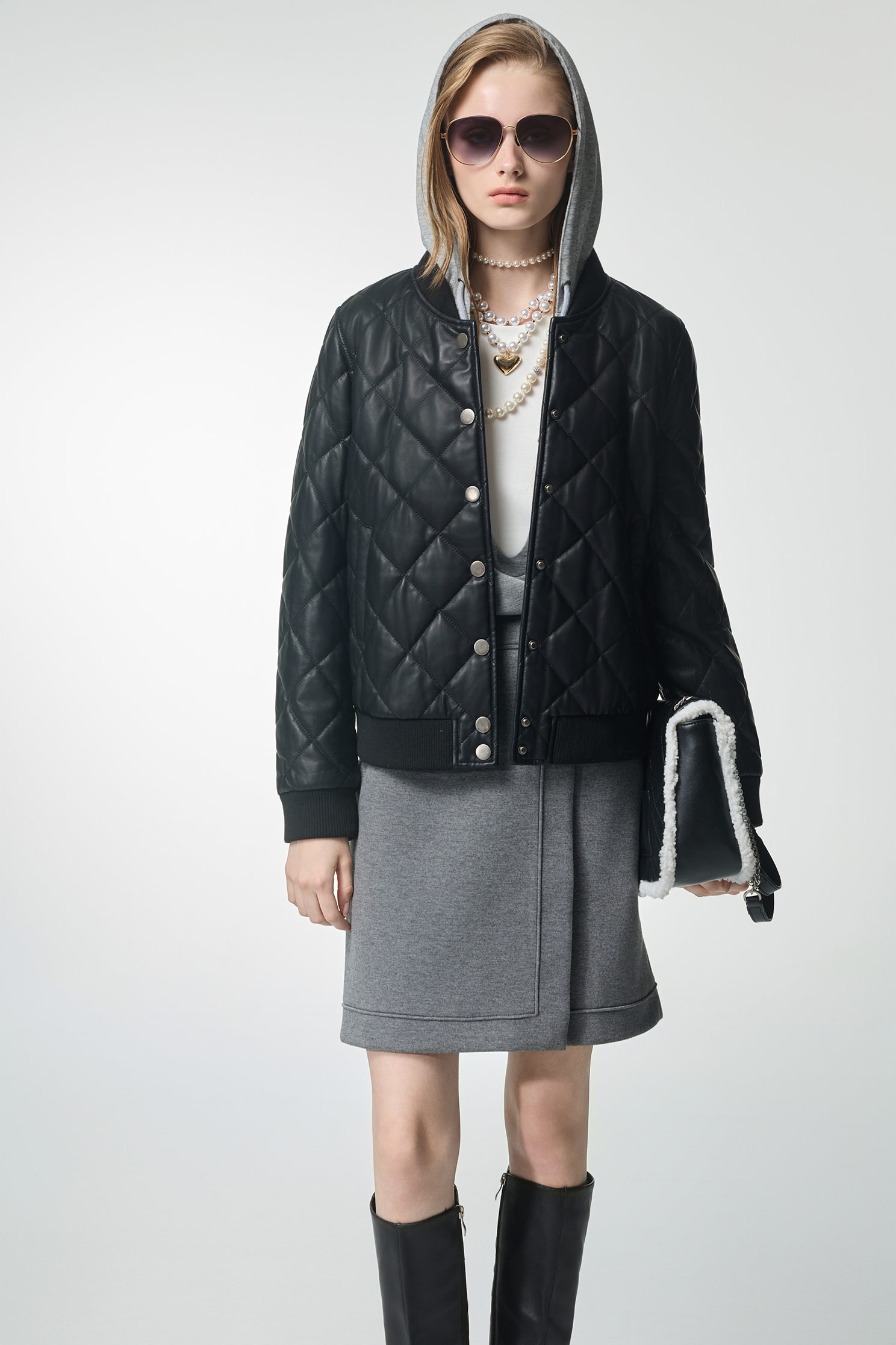 Front Panel Grey SkirtFront Panel Grey Skirt,A-Line skirts,Season (AW) Look