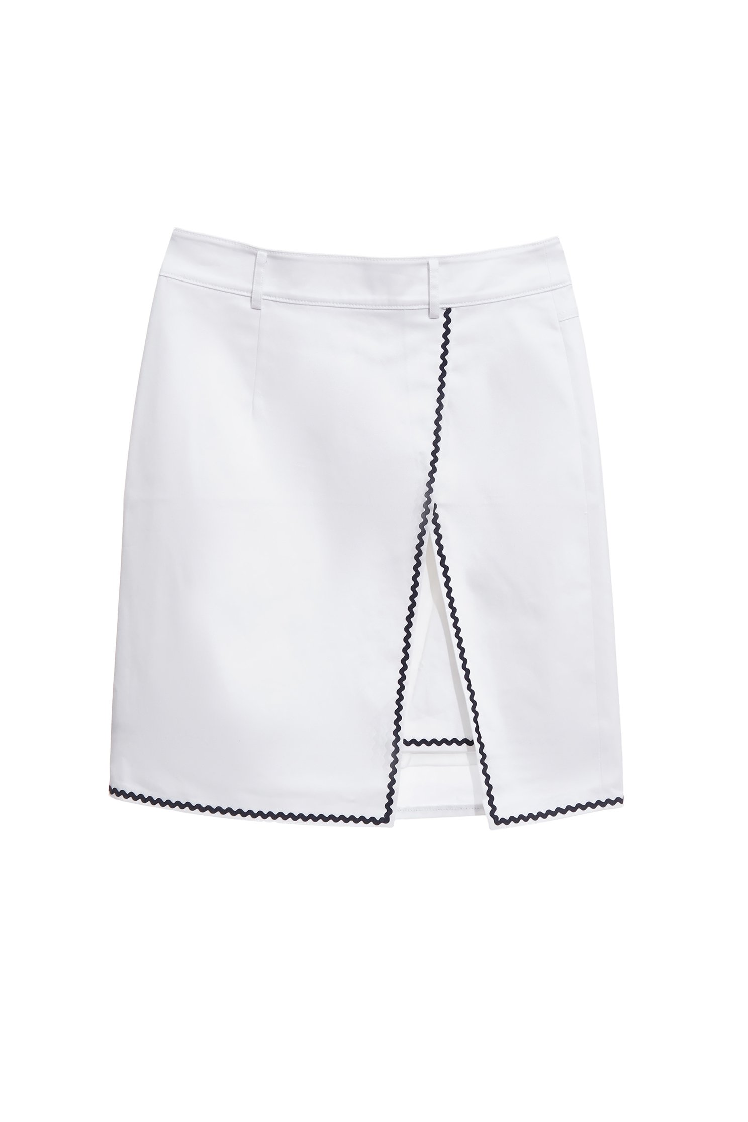 Contrast Navy Trim Side Slit Detail SkirtContrast Navy Trim Side Slit Detail Skirt,A-Line skirts,Office Looks,Season (AW) Look,Pencil skirts,Valentine,Midi skirts