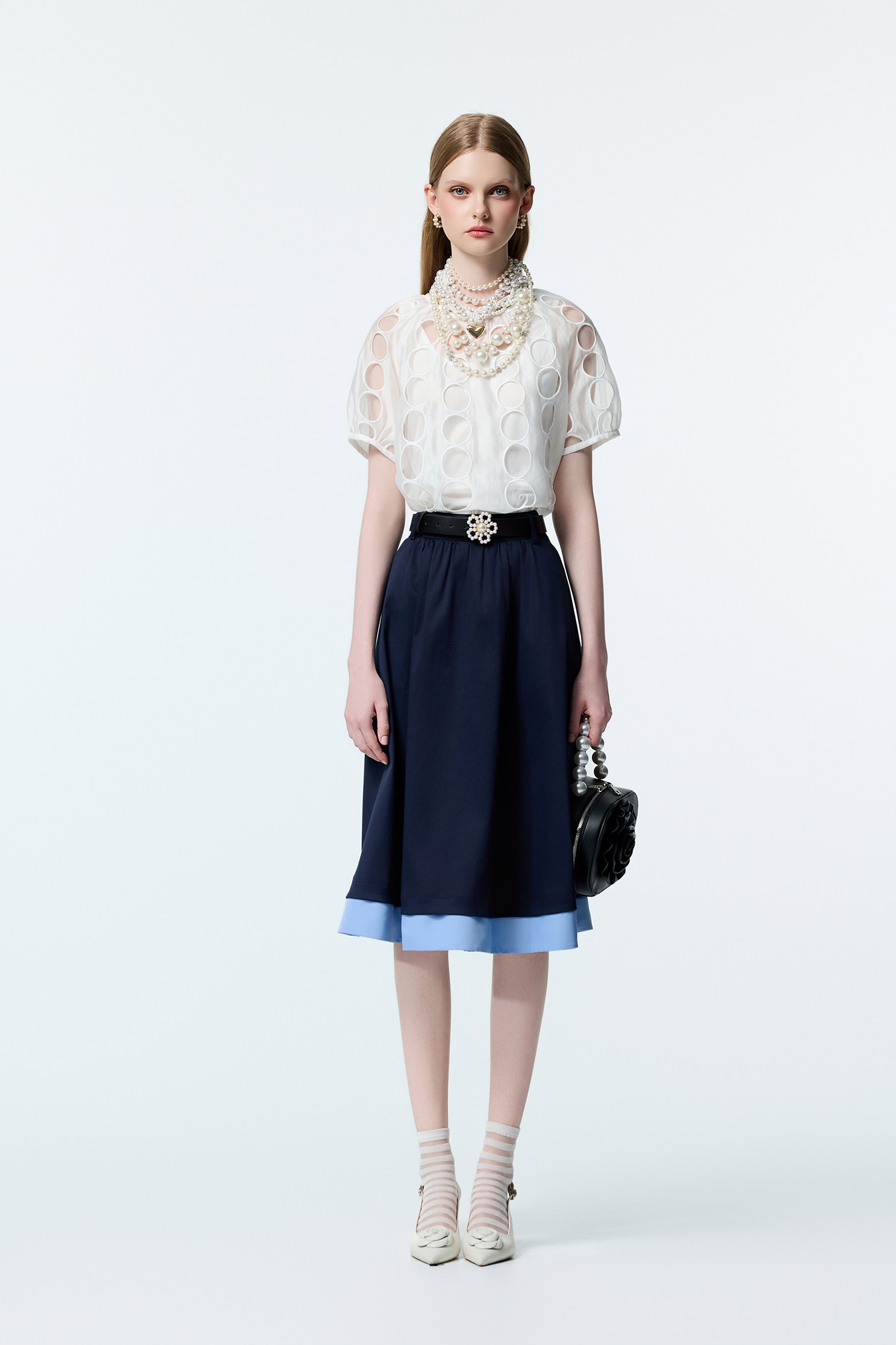 Contrast Hem Detail Midi SkirtContrast Hem Detail Midi Skirt,A-Line skirts,Office Looks,Season (AW) Look,Valentine,Midi skirts