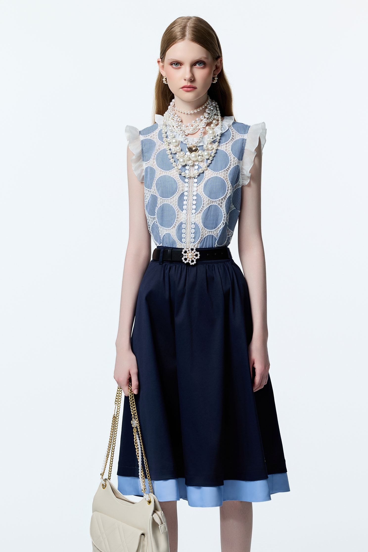 Contrast Hem Detail Midi SkirtContrast Hem Detail Midi Skirt,A-Line skirts,Office Looks,Season (AW) Look,Valentine,Midi skirts