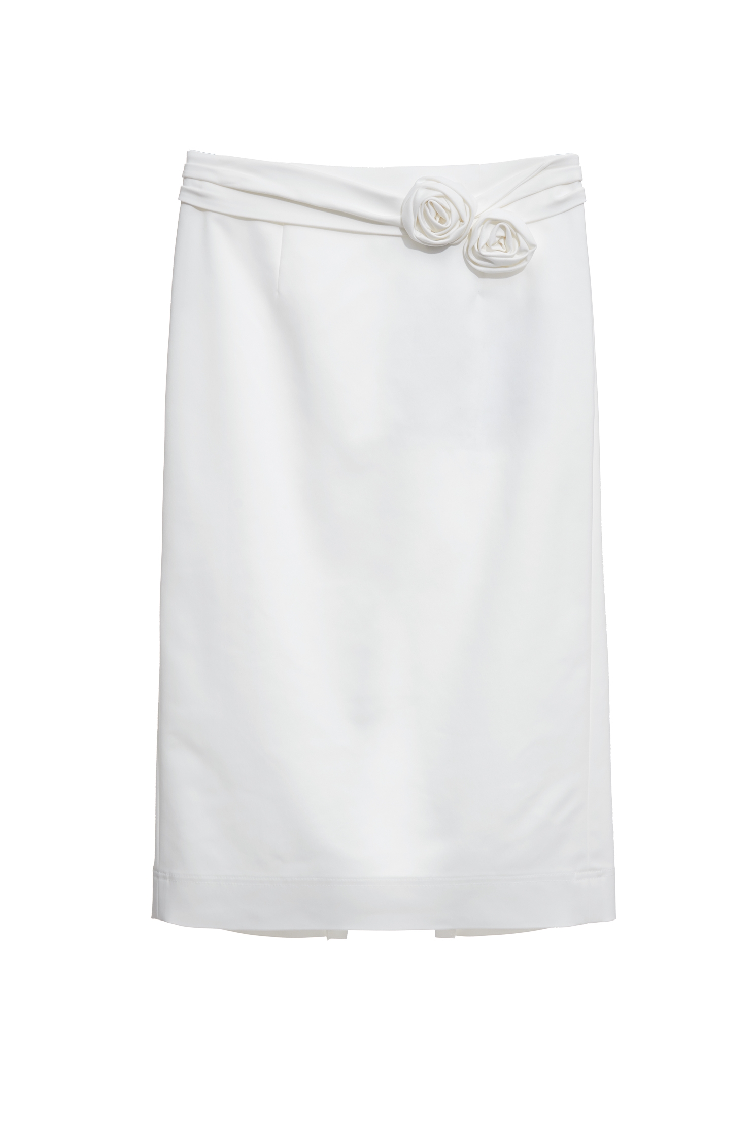 Rose Detail Minimalist Pencil SkirtRose Detail Minimalist Pencil Skirt,Season (SS) Look,White skirts,Midi skirts