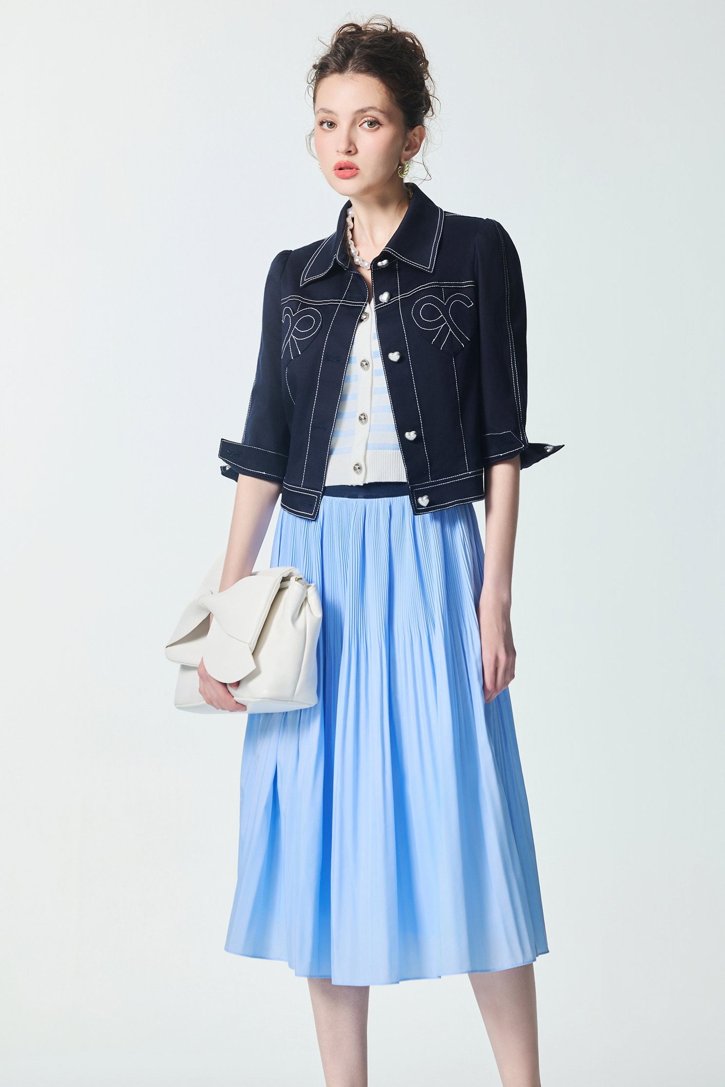 Pleated Blue Midi SkirtPleated Blue Midi Skirt,Season (SS) Look,Midi skirts