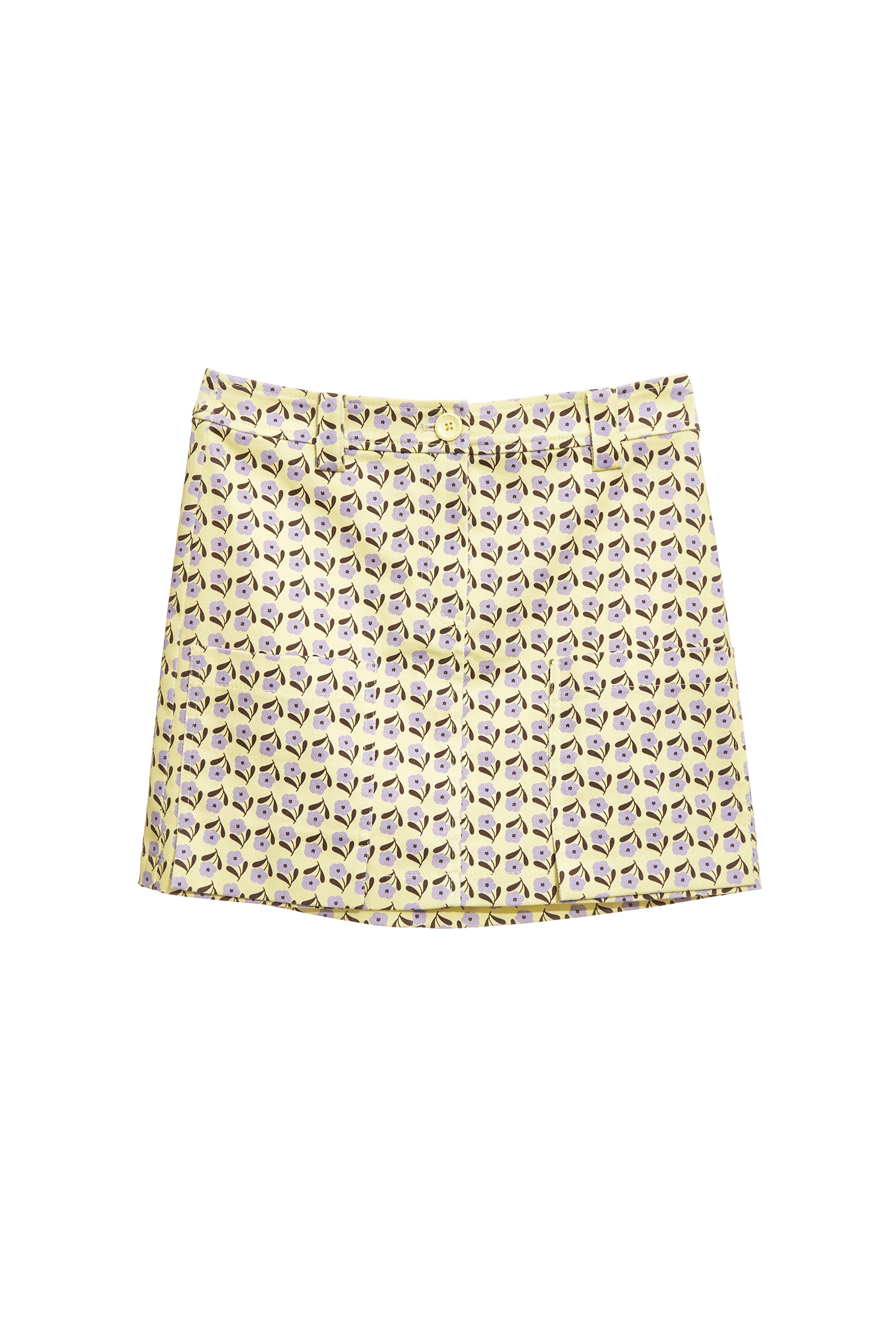 Purple Floral Print Short SkirtPurple Floral Print Short Skirt,Season (SS) Look,Denim,Denim skirts,pearl,Mini skirts