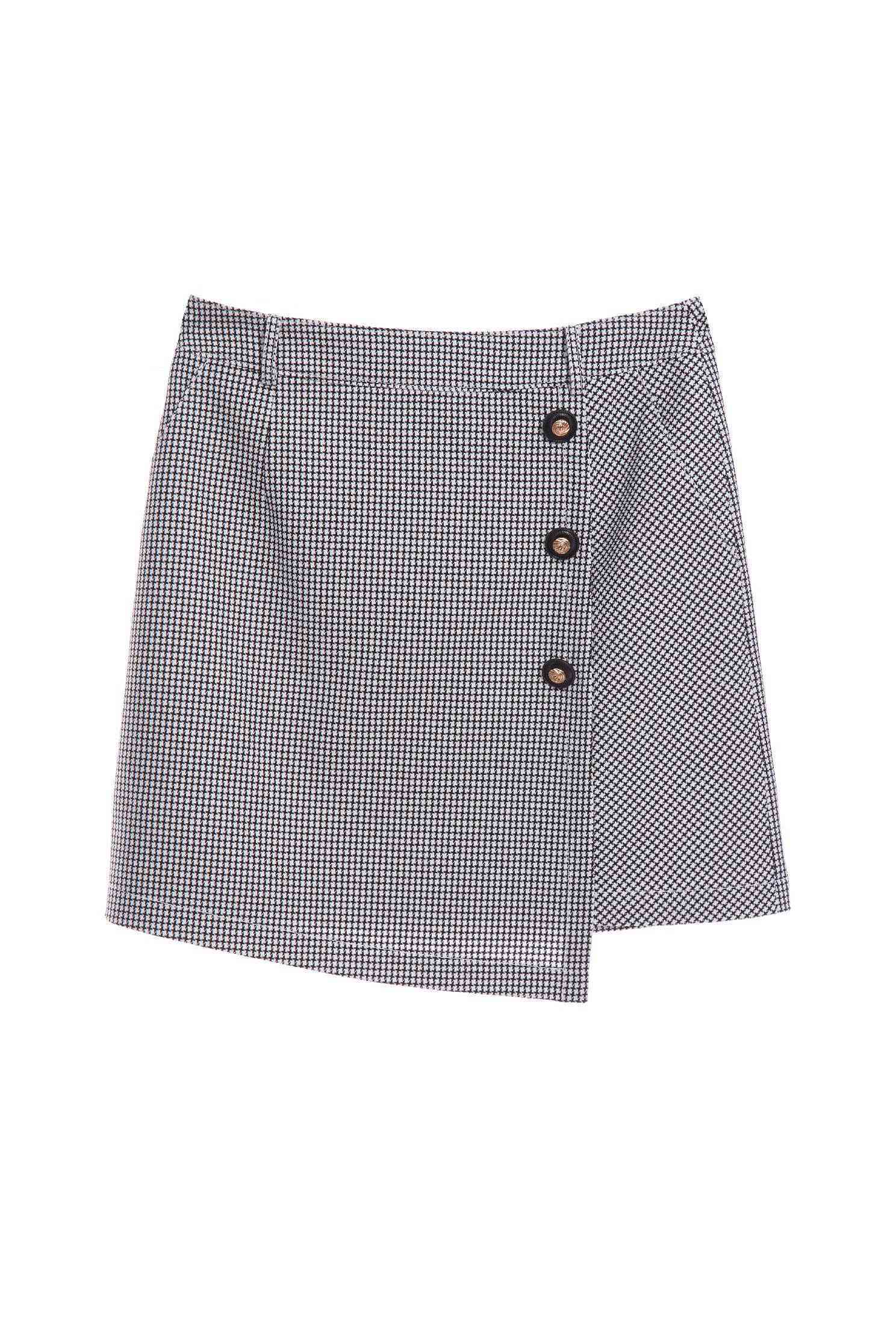 Plaid Asymmetric SkirtLayered look skirt,Queen,Season (SS) Look,Mini skirts,Belts