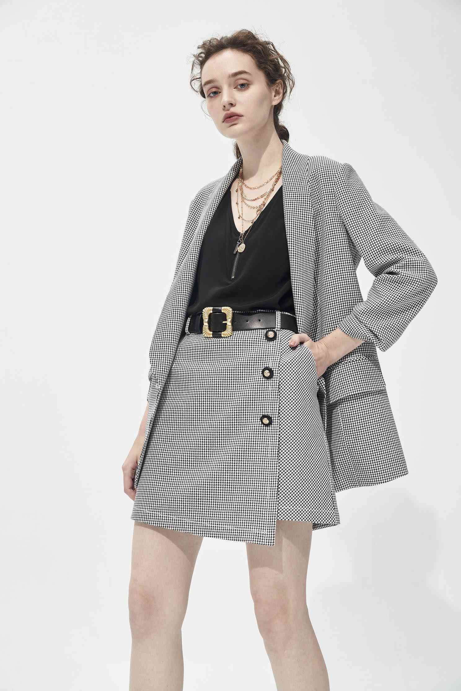 Plaid Asymmetric SkirtLayered look skirt,Queen,Season (SS) Look,Mini skirts,Belts