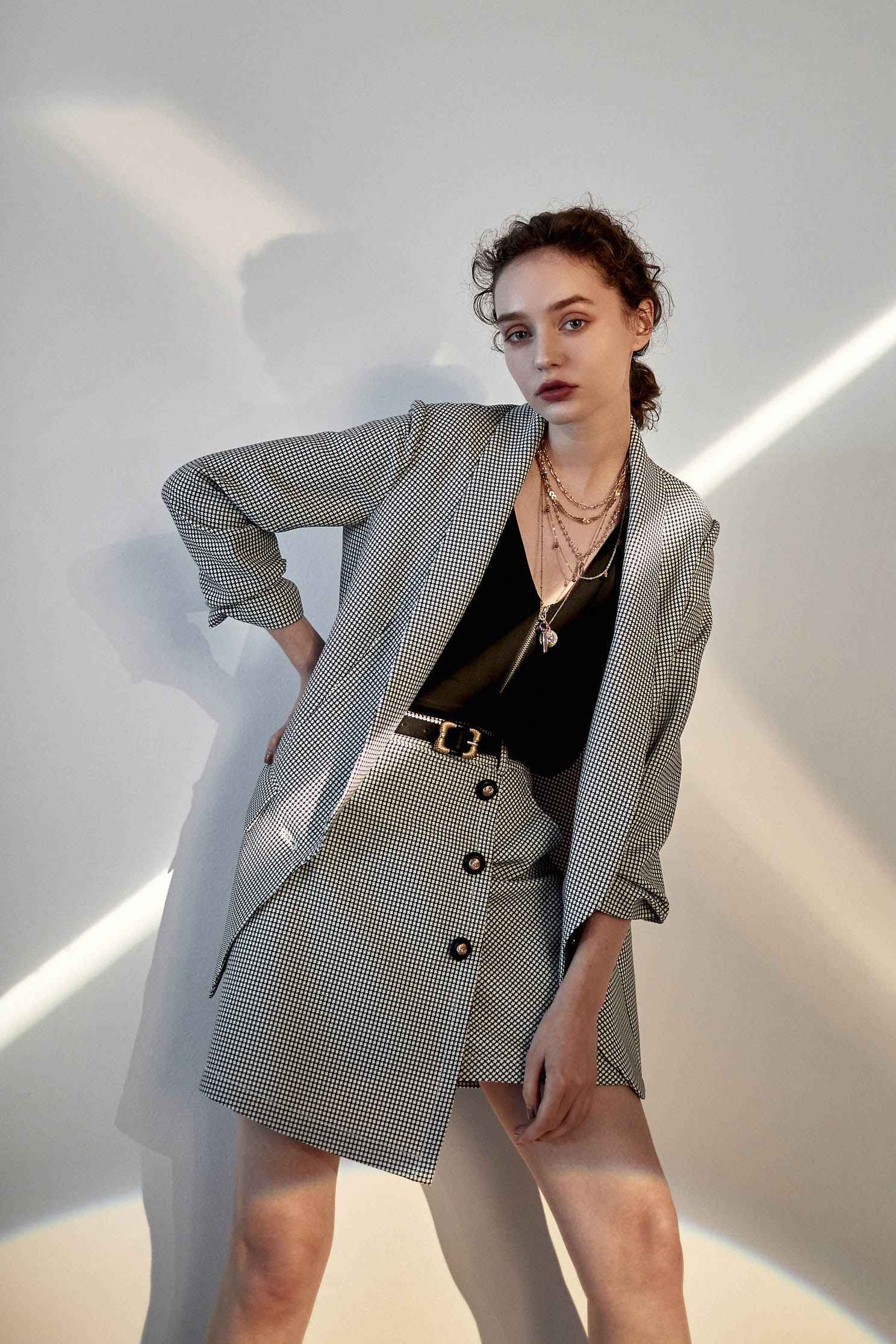 Plaid Asymmetric SkirtLayered look skirt,Queen,Season (SS) Look,Mini skirts,Belts