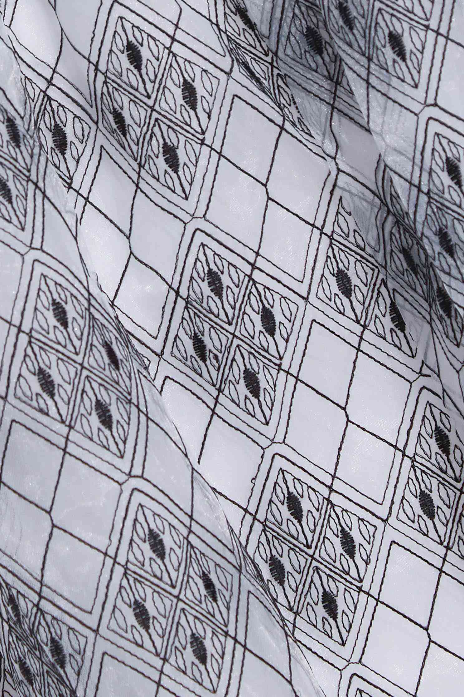 Black White Diamond Print SkirtEmbroidey organza long skirt,Embroidered,Queen,Season (SS) Look,Midi skirts