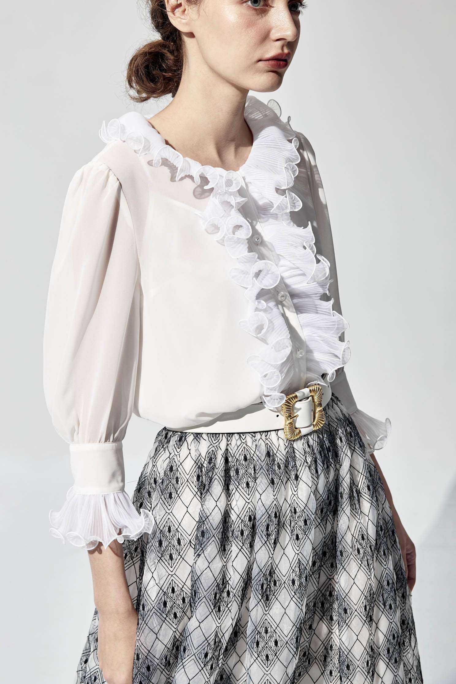 Black White Diamond Print SkirtEmbroidey organza long skirt,Embroidered,Queen,Season (SS) Look,Midi skirts