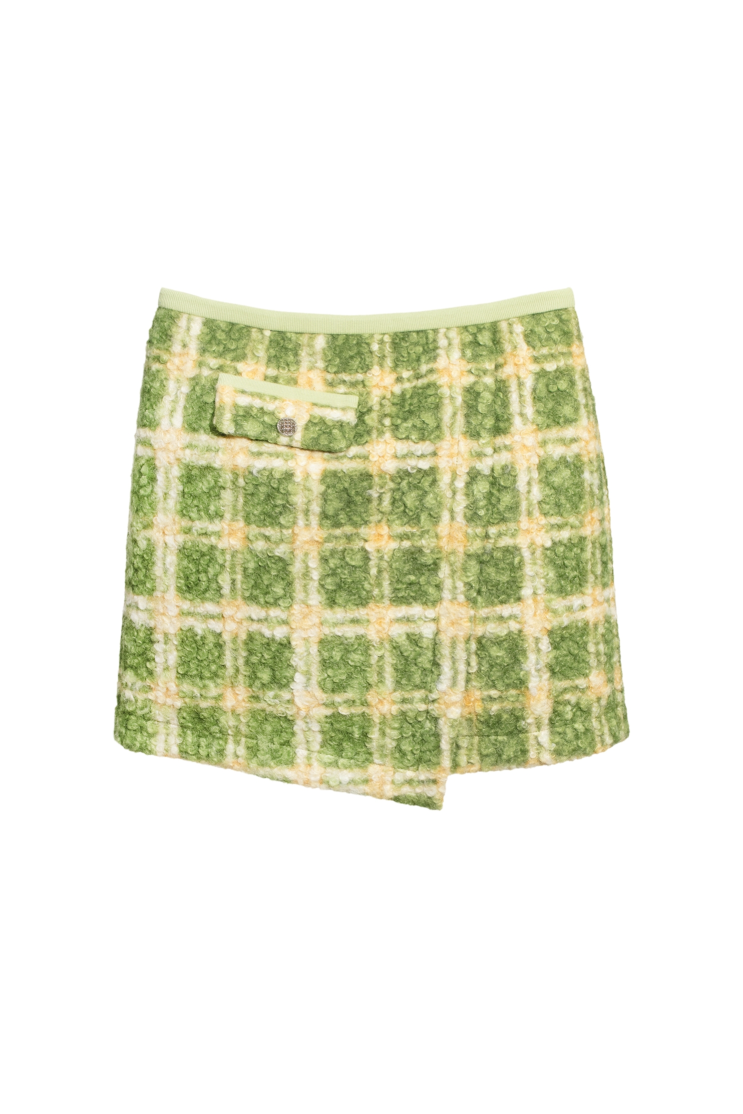 Green Checkered Front Panel SkirtGreen Checkered Front Panel Skirt,Plaid,Mini skirts,Shorts,Season (AW) Look,Pencil skirts