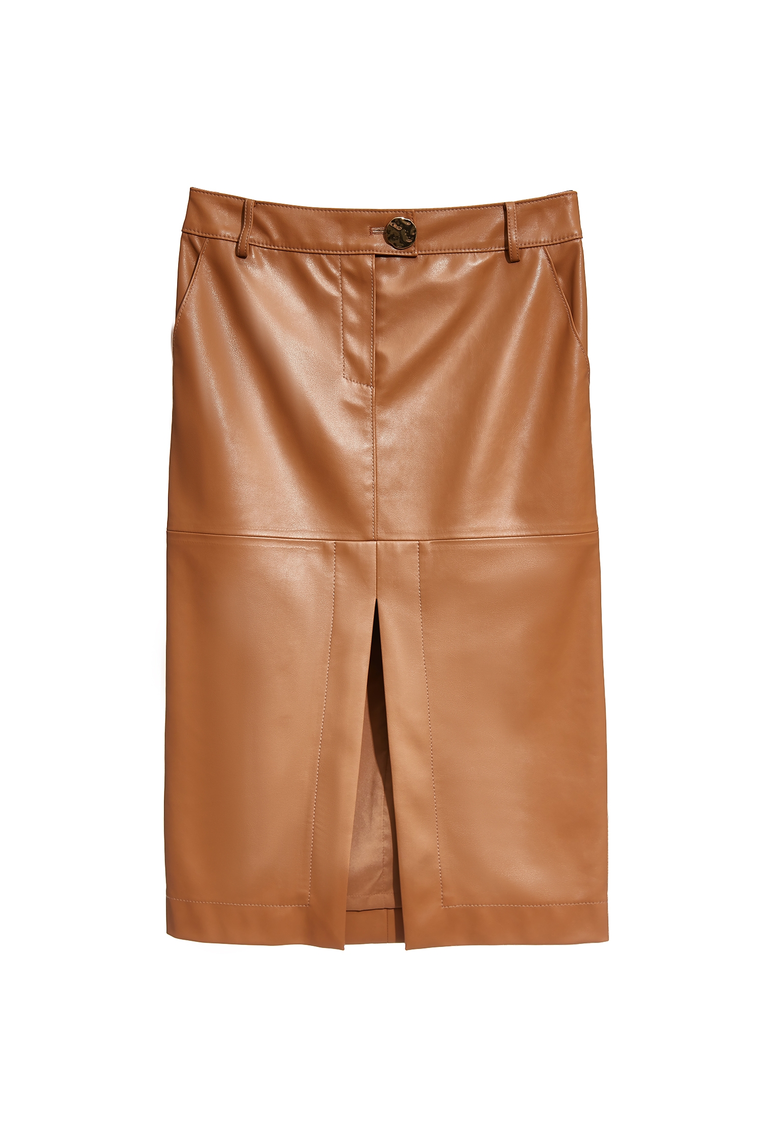 Front Slit PU SkirtFront Slit PU Skirt,Season (AW) Look,Midi skirts