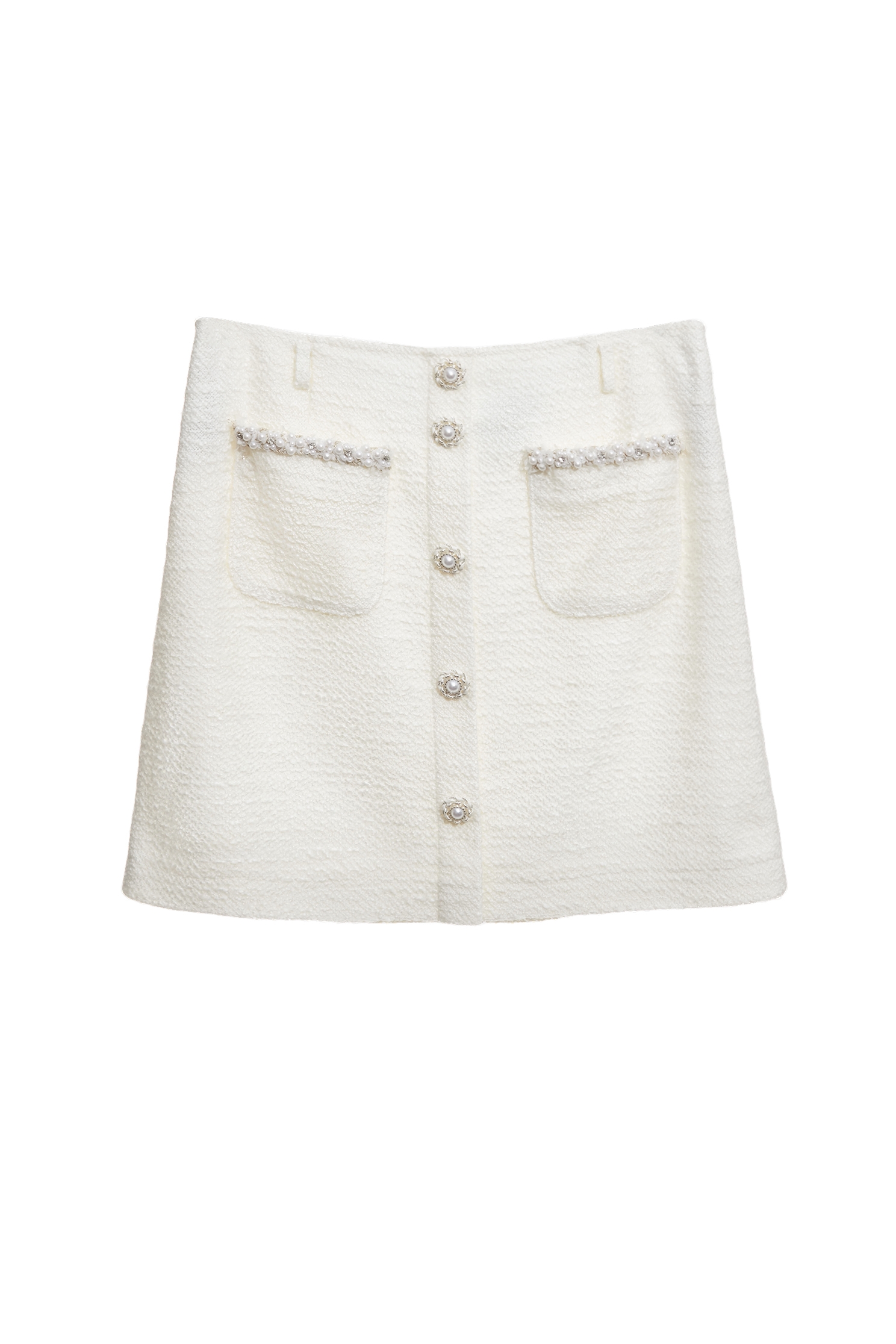 Off White Tweed SkirtOff White Tweed Skirt,pearl,White skirts,Mini skirts,Season (AW) Look