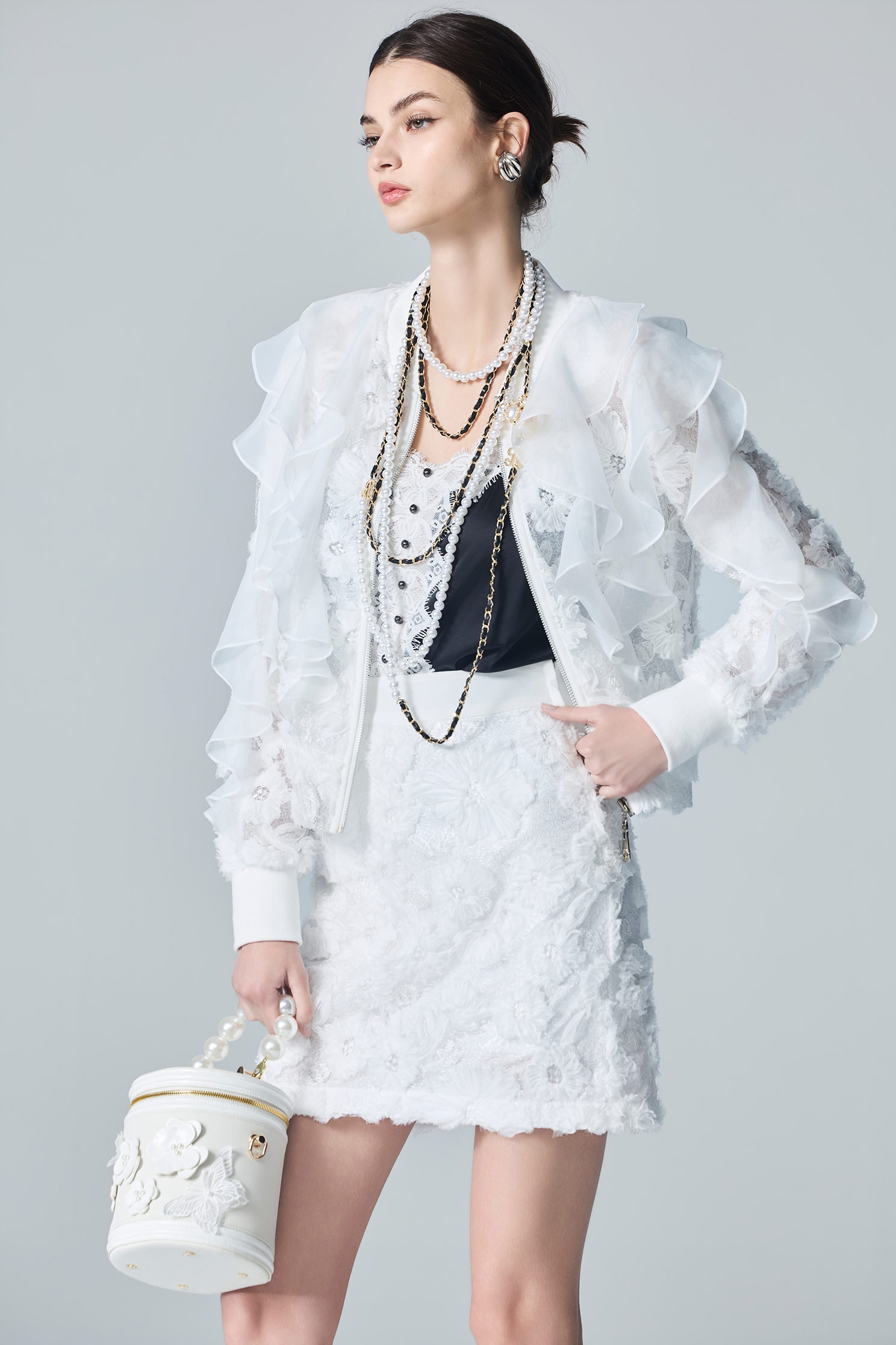 Floral Lace Mesh Short SkirtFloral Lace Mesh Short Skirt,White skirts,Mini skirts,Season (AW) Look,Lace