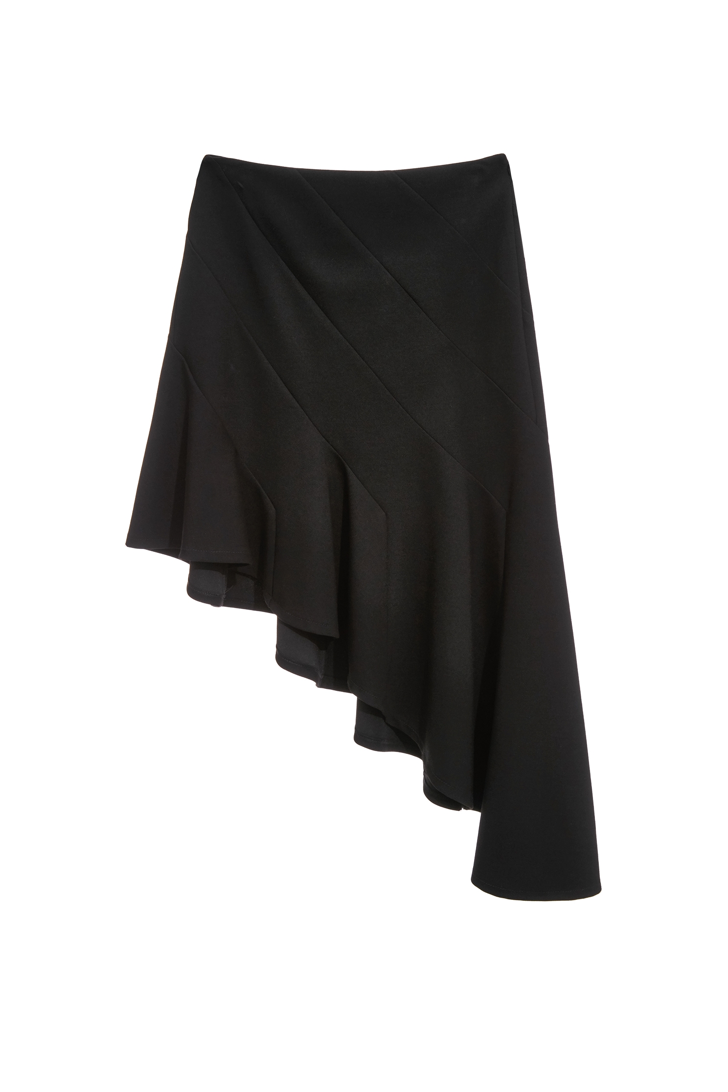 Wavy Hem Asymmetric Midi SkirtWavy Hem Asymmetric Midi Skirt,Season (AW) Look,Knitted,Black skirts